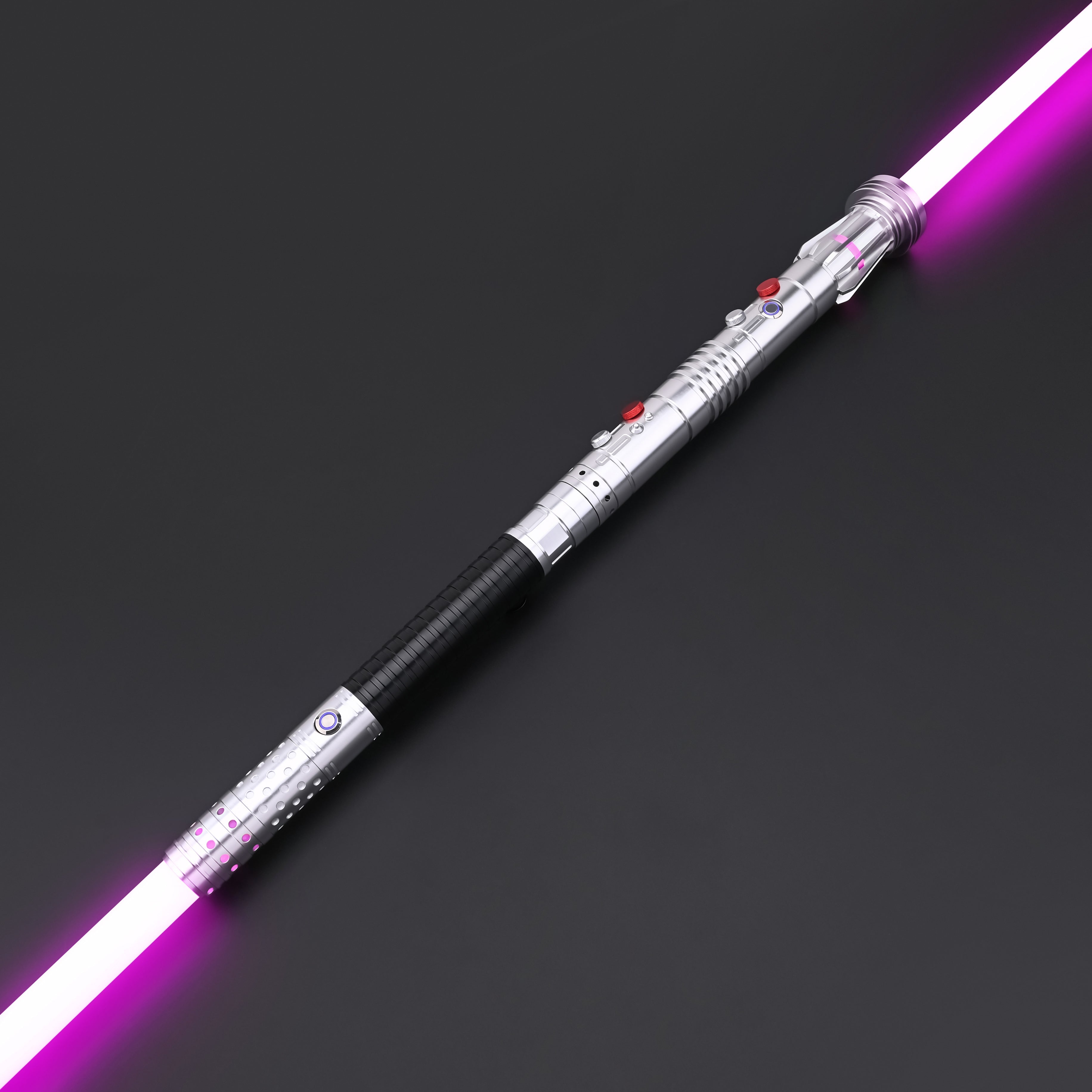 Maul-Ventress lightsaber featuring dual purple blades for tactical dueling