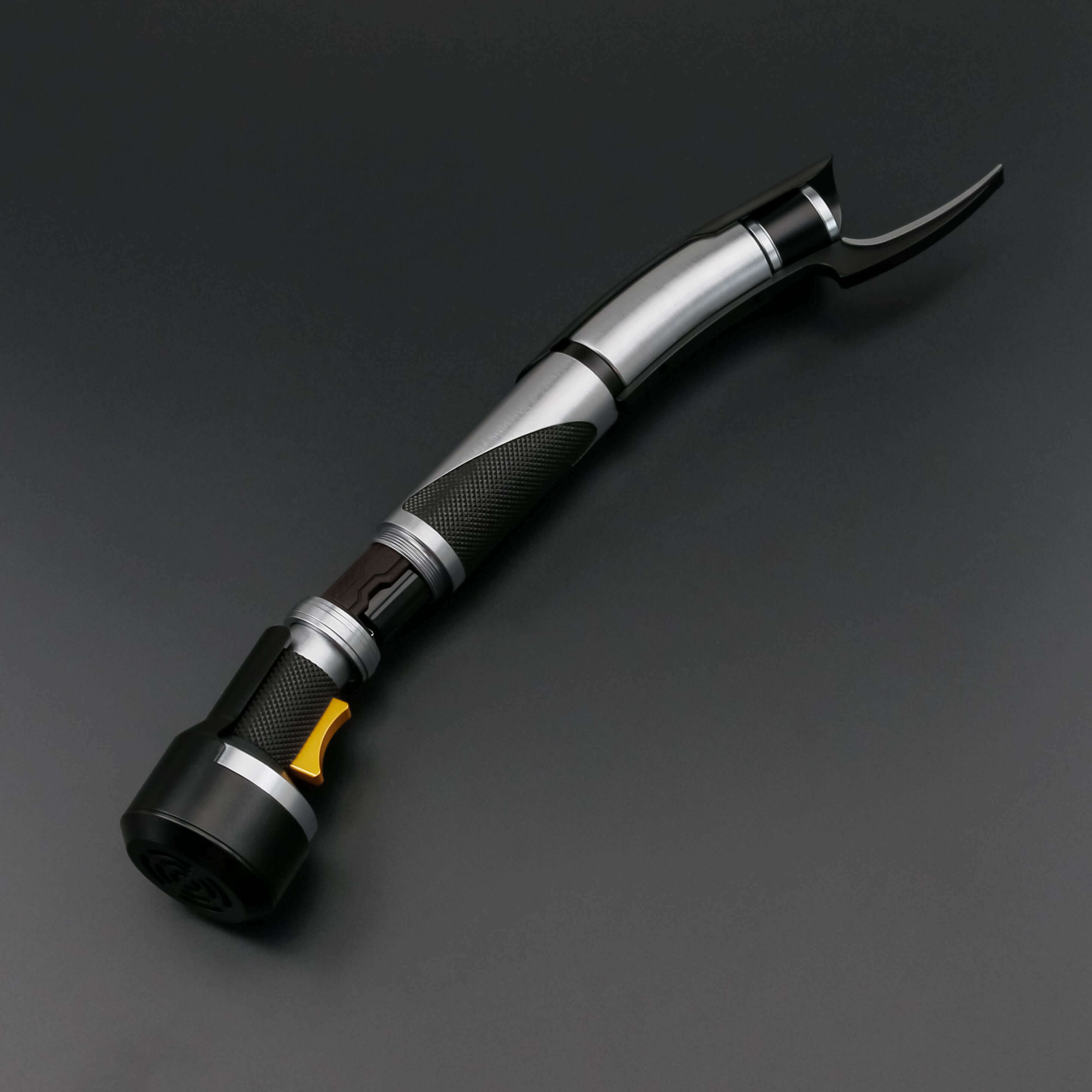 Dooku lightsaber replica with curved frosted aluminum alloy hilt, removable 36-inch polycarbonate blade, available with RGB S-RGB, SNV4 Pro, or Proffie Neopixel cores offering multi-color customizable blade effects, realistic sound effects, 27 soundfonts,