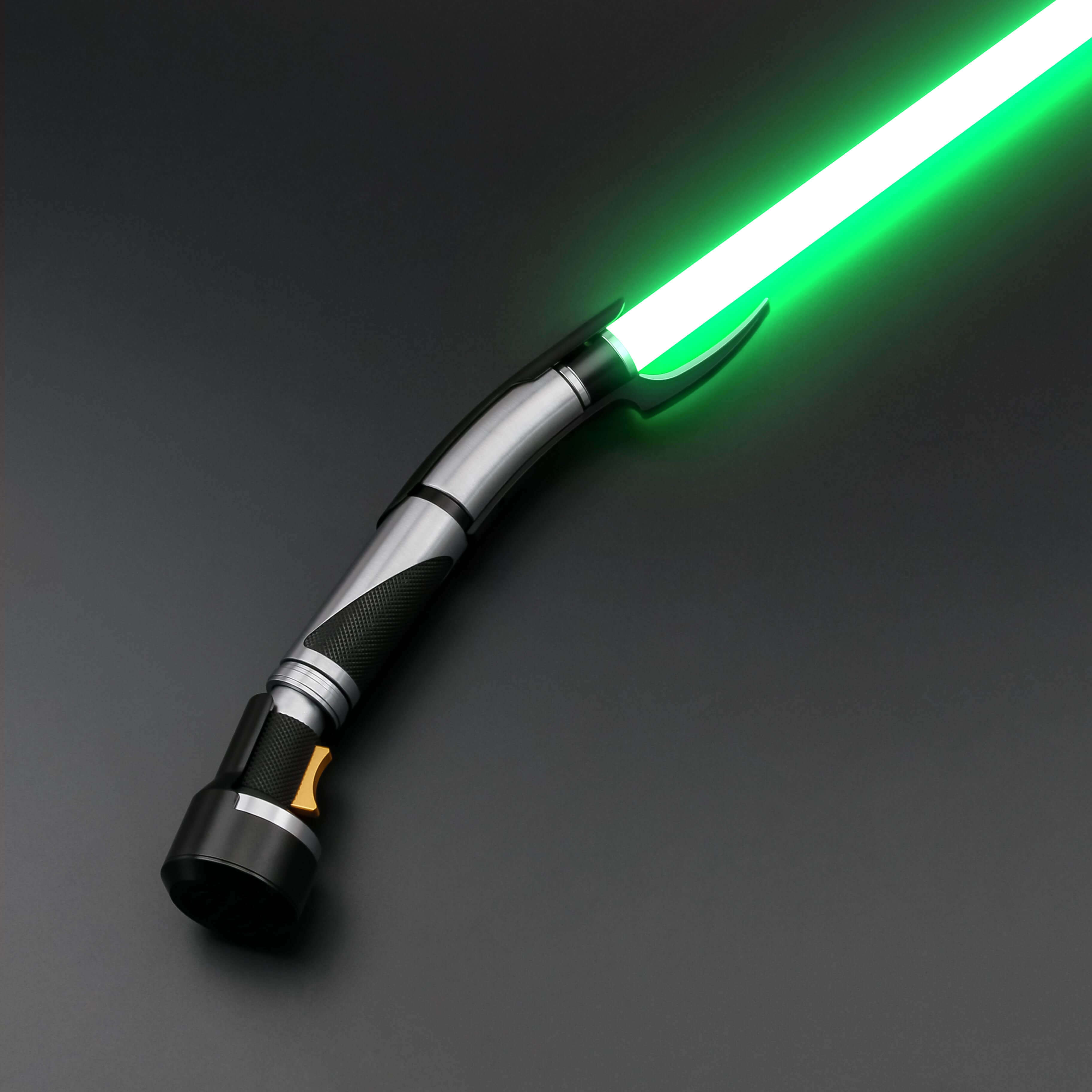 Dooku lightsaber replica with curved frosted aluminum alloy hilt, removable 36-inch polycarbonate blade, available with RGB S-RGB, SNV4 Pro, or Proffie Neopixel cores offering multi-color customizable blade effects, realistic sound effects, 27 soundfonts,