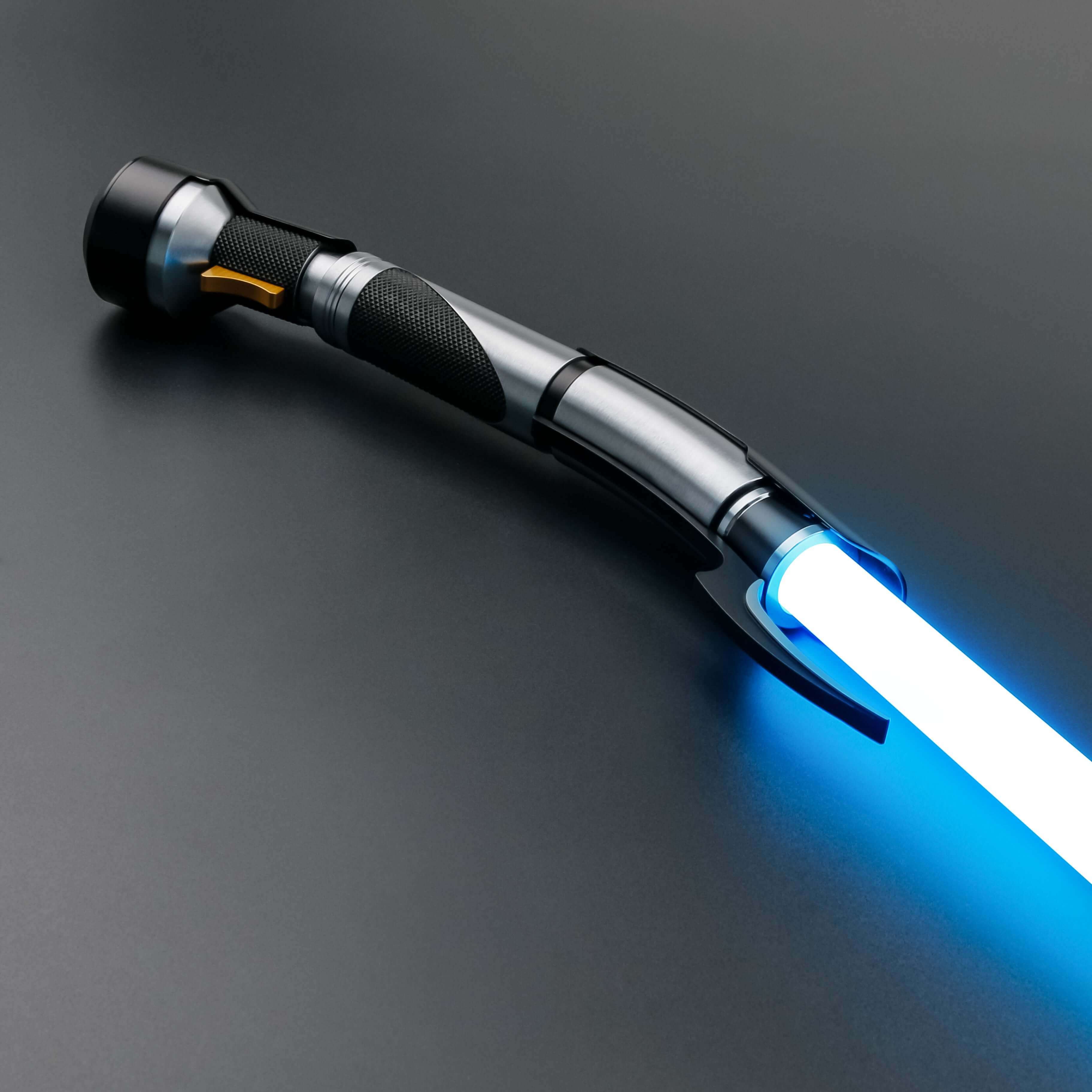 Dooku lightsaber replica with curved frosted aluminum alloy hilt, removable 36-inch polycarbonate blade, available with RGB S-RGB, SNV4 Pro, or Proffie Neopixel cores offering multi-color customizable blade effects, realistic sound effects, 27 soundfonts,