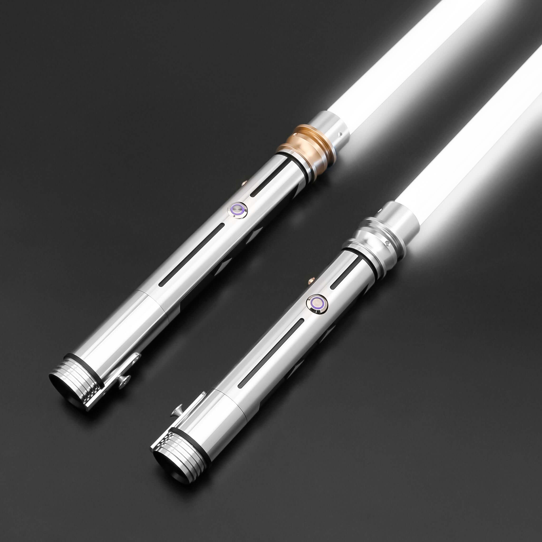 Ahsoka Tano SE Lightsaber – twin Saber set inspired by Ahsoka with distinctive tribal stripes on rugged aluminum alloy hilts, includes 26" and 32" polycarbonate blades, ergonomic straight grip with sound-amplifying pommel, customizable RGB/Neopixel core w