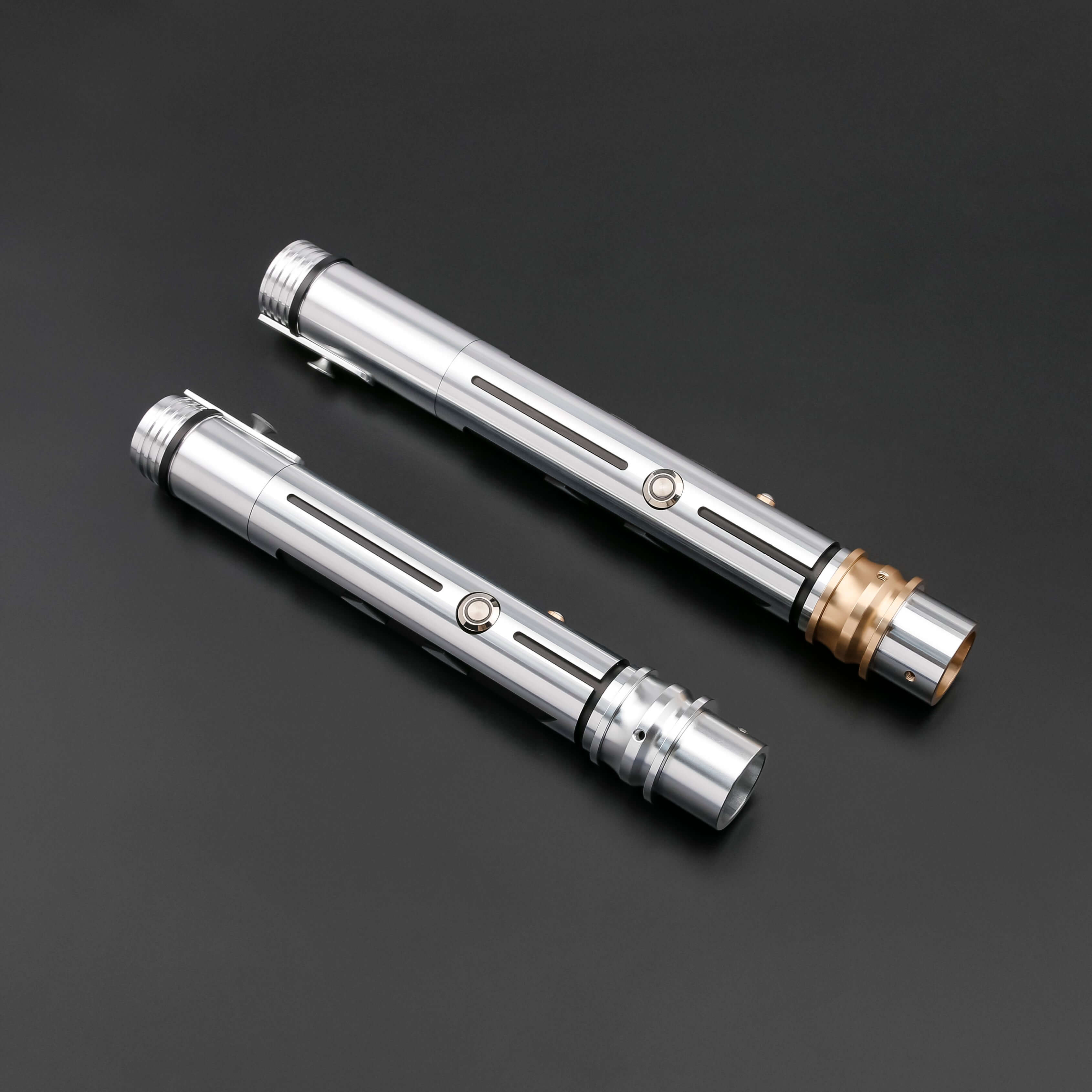 Ahsoka Tano SE Lightsaber – twin Saber set inspired by Ahsoka with distinctive tribal stripes on rugged aluminum alloy hilts, includes 26" and 32" polycarbonate blades, ergonomic straight grip with sound-amplifying pommel, customizable RGB/Neopixel core w
