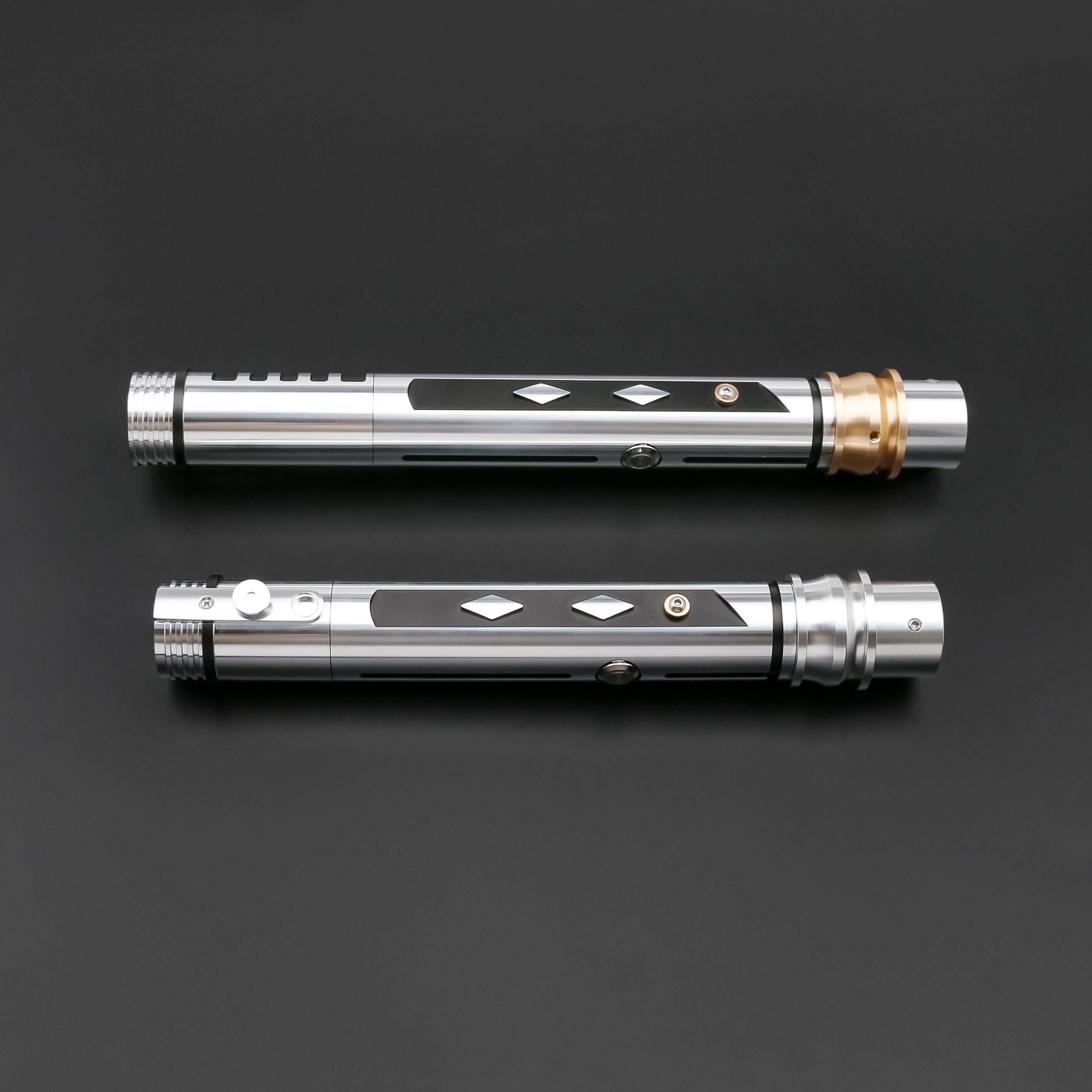 Ahsoka Tano SE Lightsaber – twin Saber set inspired by Ahsoka with distinctive tribal stripes on rugged aluminum alloy hilts, includes 26" and 32" polycarbonate blades, ergonomic straight grip with sound-amplifying pommel, customizable RGB/Neopixel core w