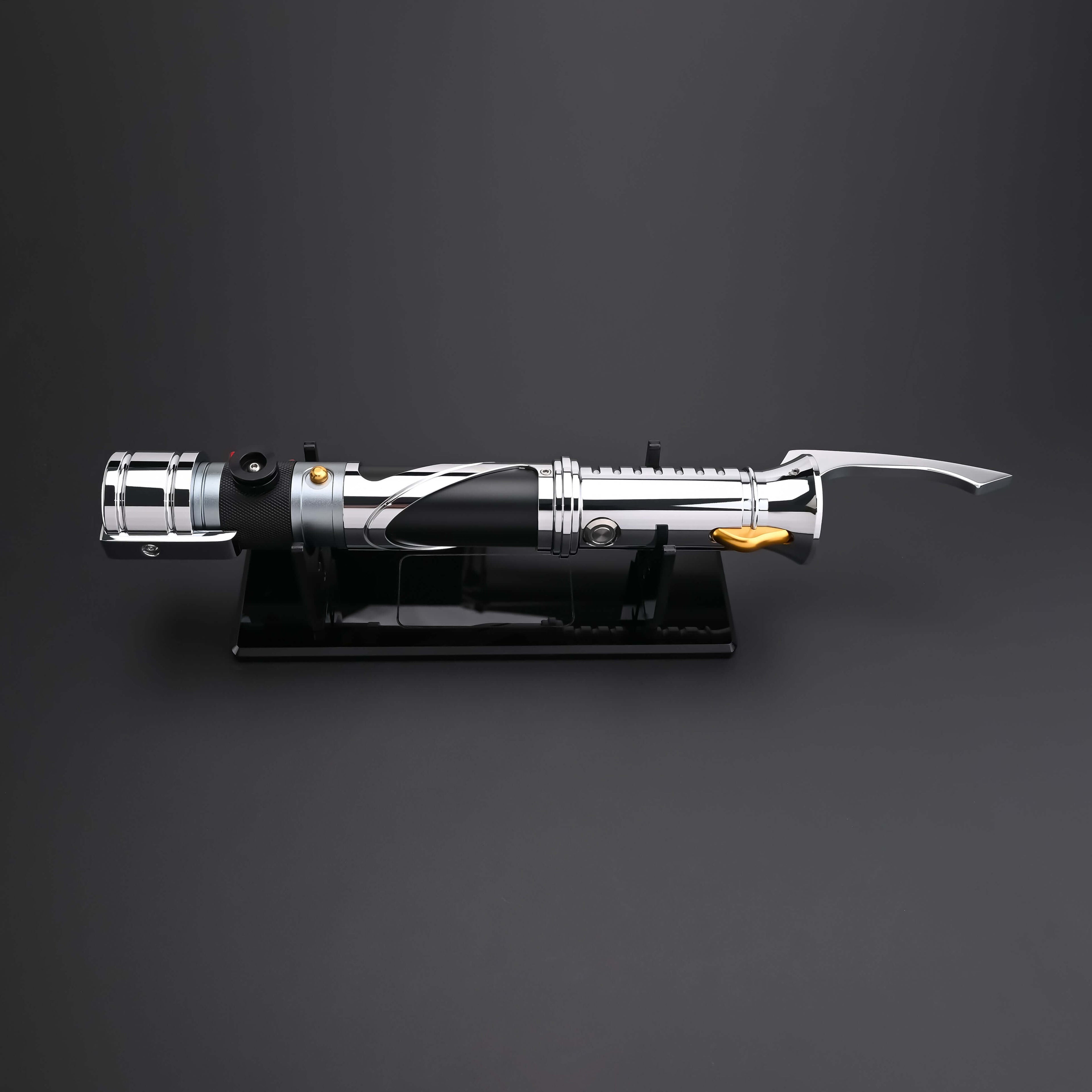 Count SECount SE Lightsaber with black and silver hilt, spiraling silver trim, gold and red accents, and flared emitter. Crafted from aircraft-grade aluminum for balance, control, and precision.