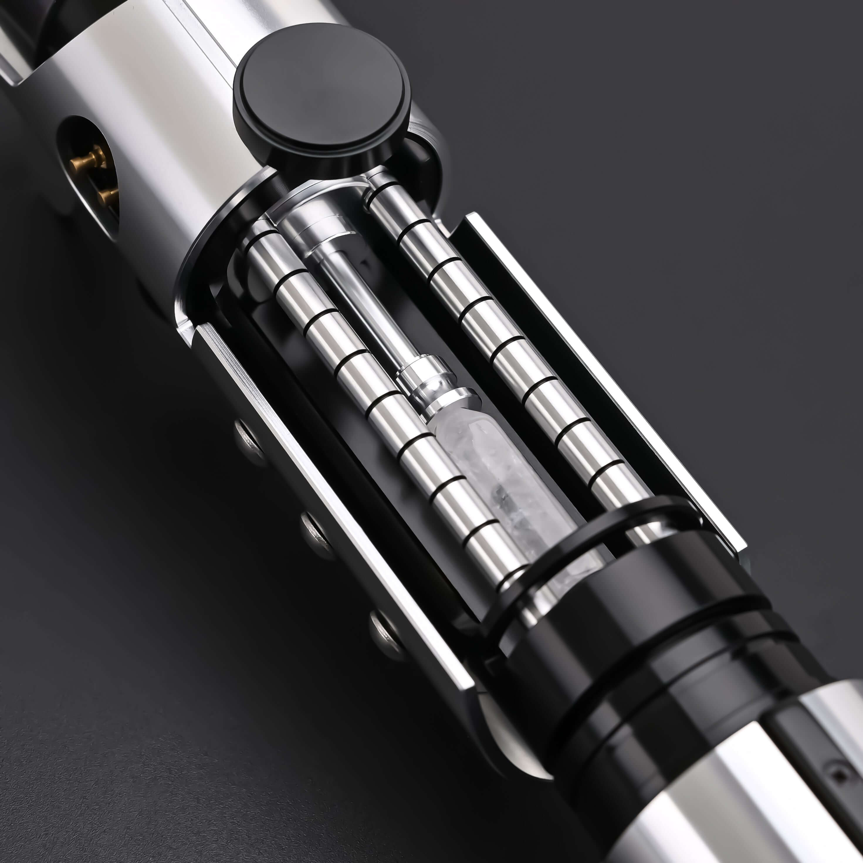 Star Lightsaber from Novasaber, showcasing a sleek, metallic hilt with a radiant blue blade, designed for precision and elegance, evoking a sense of power and refinement.