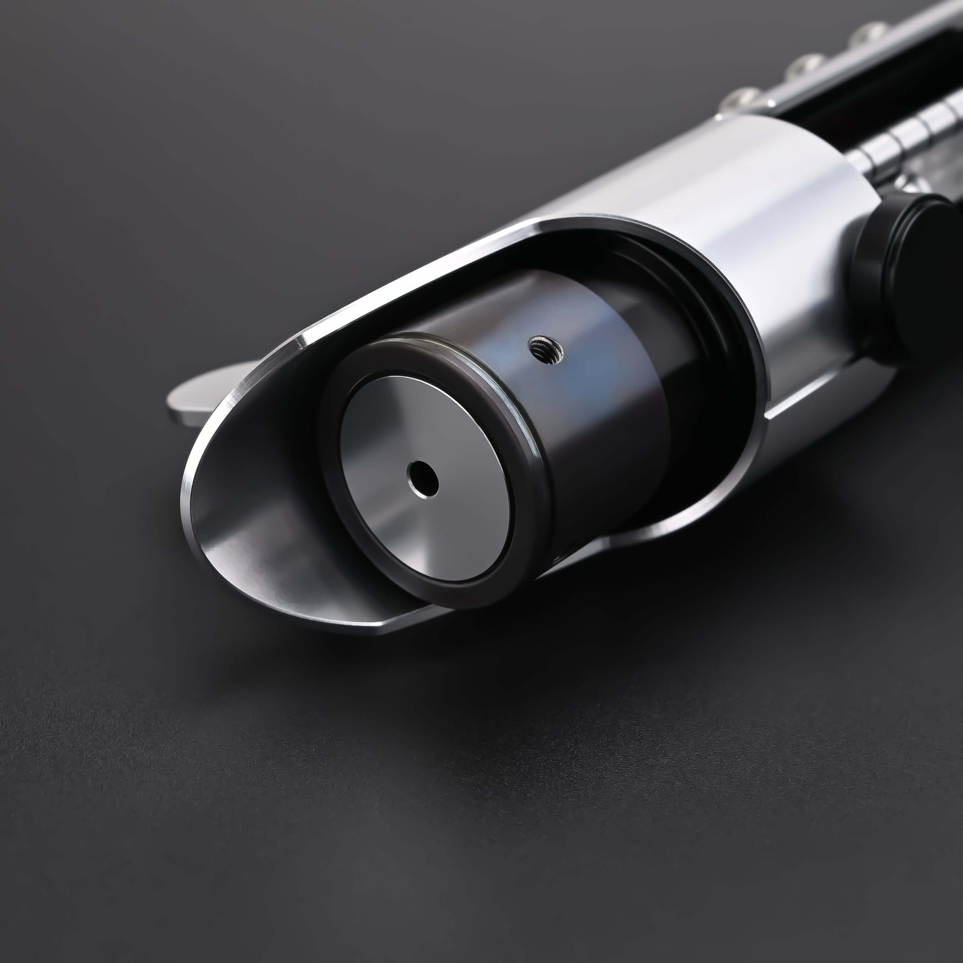 Star Lightsaber from Novasaber, showcasing a sleek, metallic hilt with a radiant blue blade, designed for precision and elegance, evoking a sense of power and refinement.