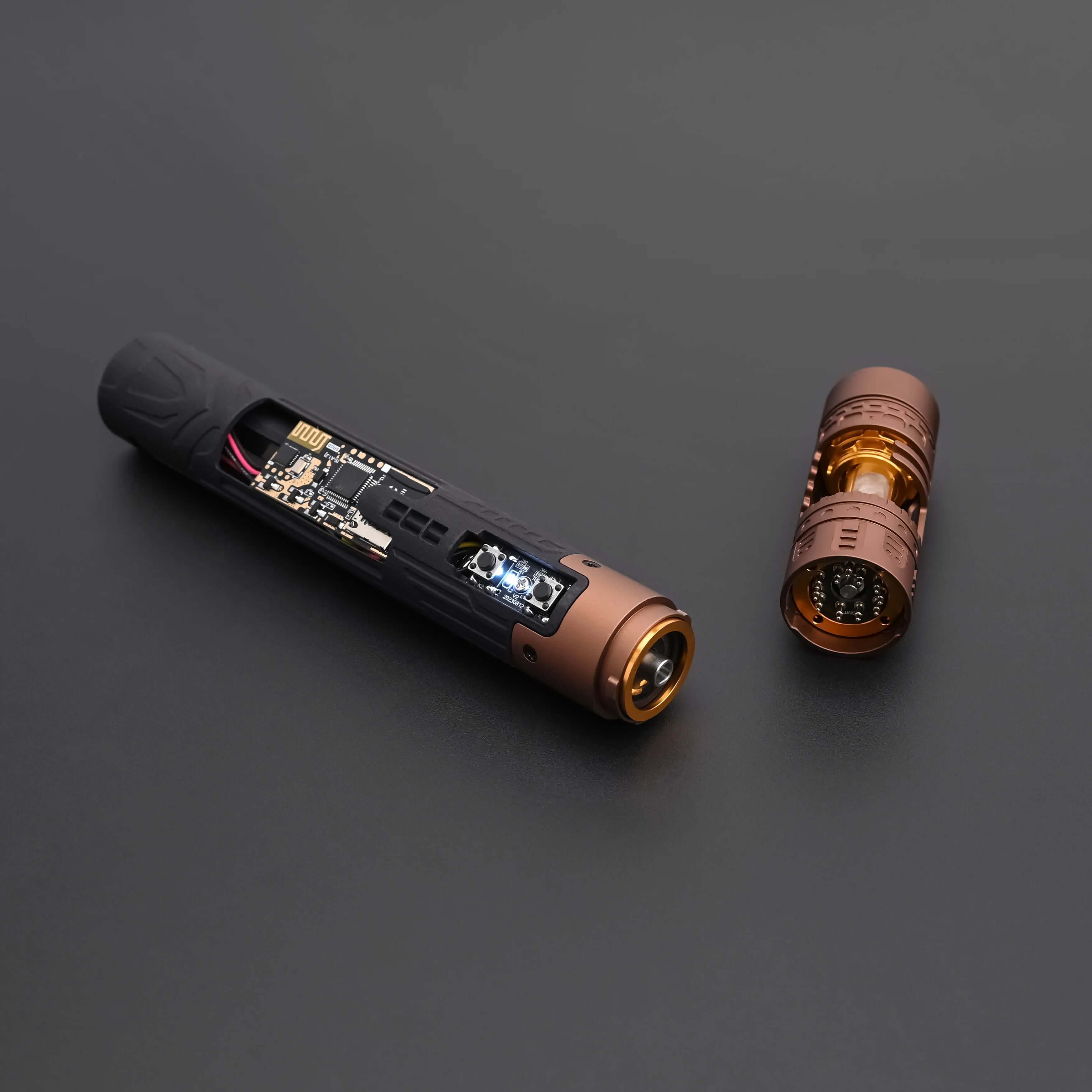 Halo crystal lightsaber components showcasing advanced design and technology.