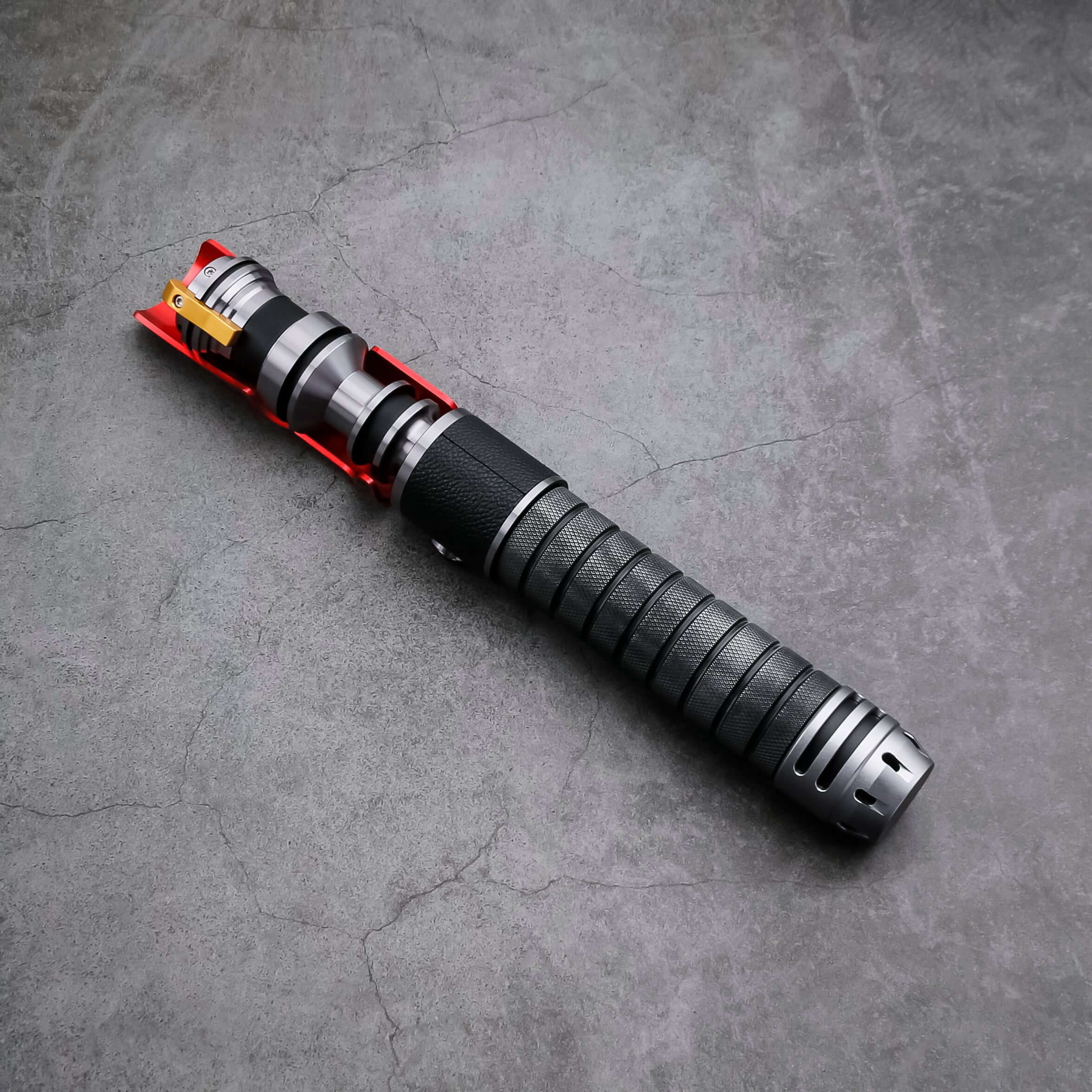 Naruto Lightsaber: Frosted aluminum alloy hilt with red grip, 32" or 36" removable polycarbonate blade, Baselit, Neopixel, or Proffie core options, 12 blade colors, 4–9 blade effects, 16–27 preinstalled soundfonts, ideal for cosplay and dueling.