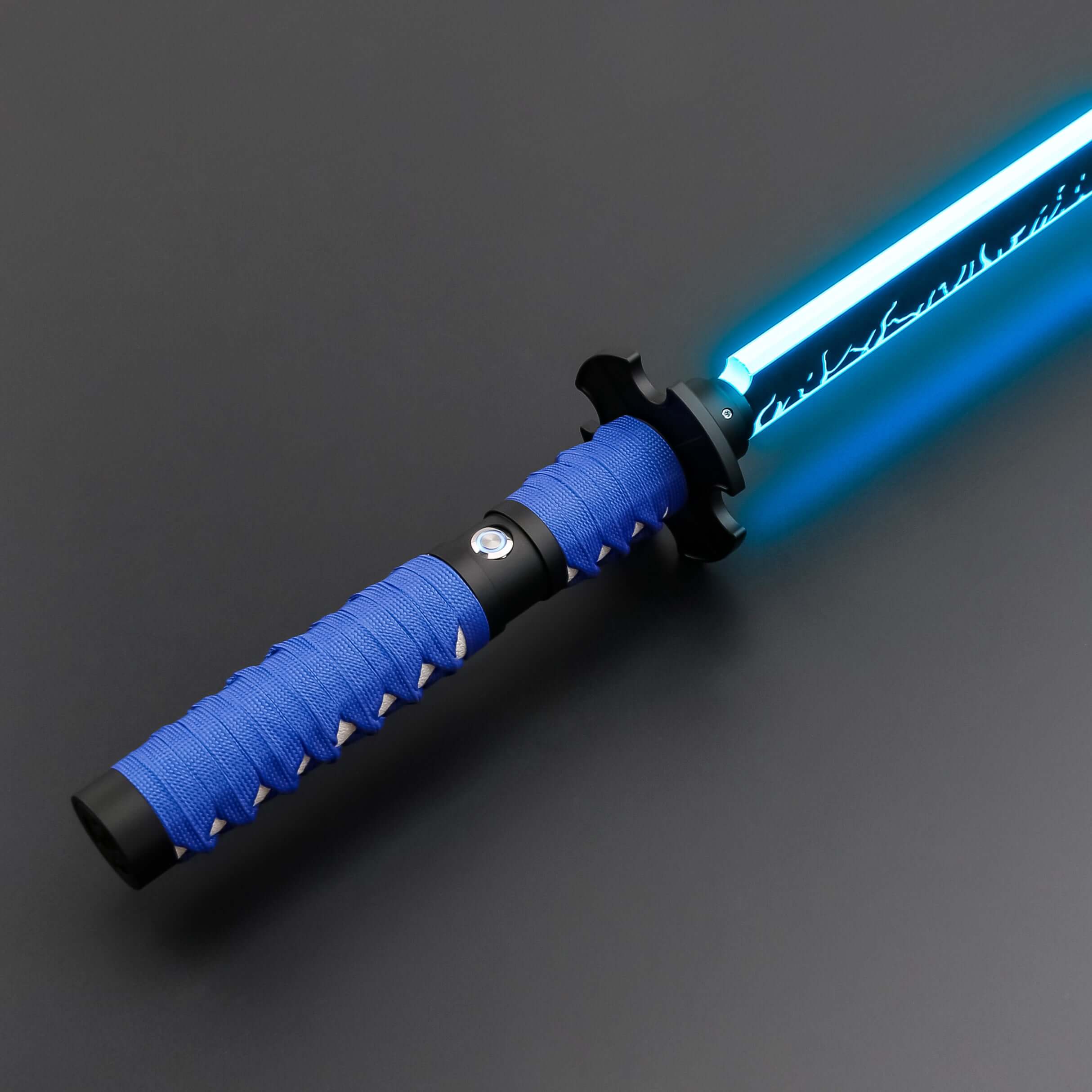 Sekiro Lightsaber: Katana-inspired design with gold hilt, red grip, and gold guard, crafted from aircraft-grade aluminum for durability and elegance.