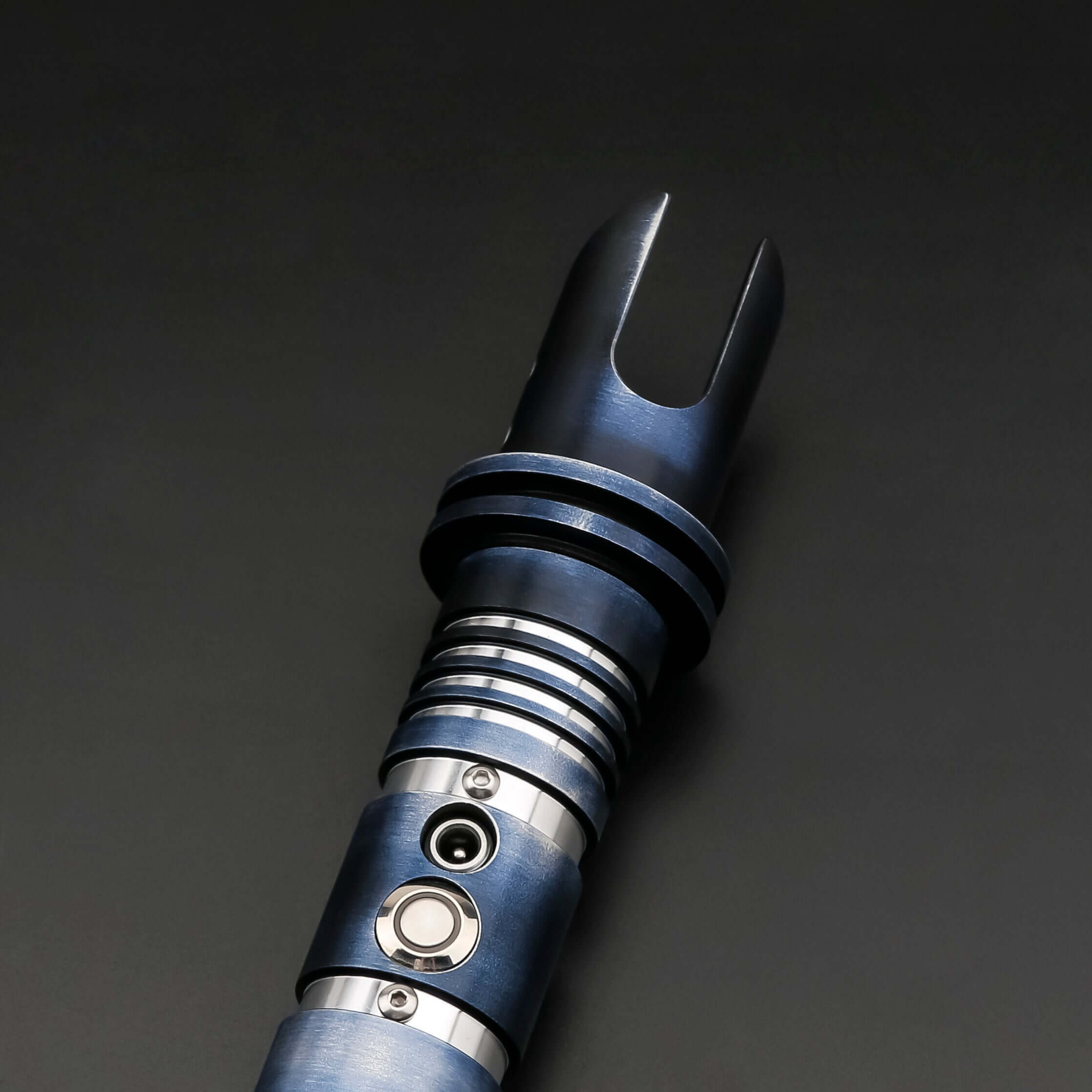 Phantom Lightsaber featuring a sleek, ghostly design with a shimmering aura, crafted from aircraft-grade cast aluminum. Ideal for collectors and duelists, exuding supernatural elegance and power.