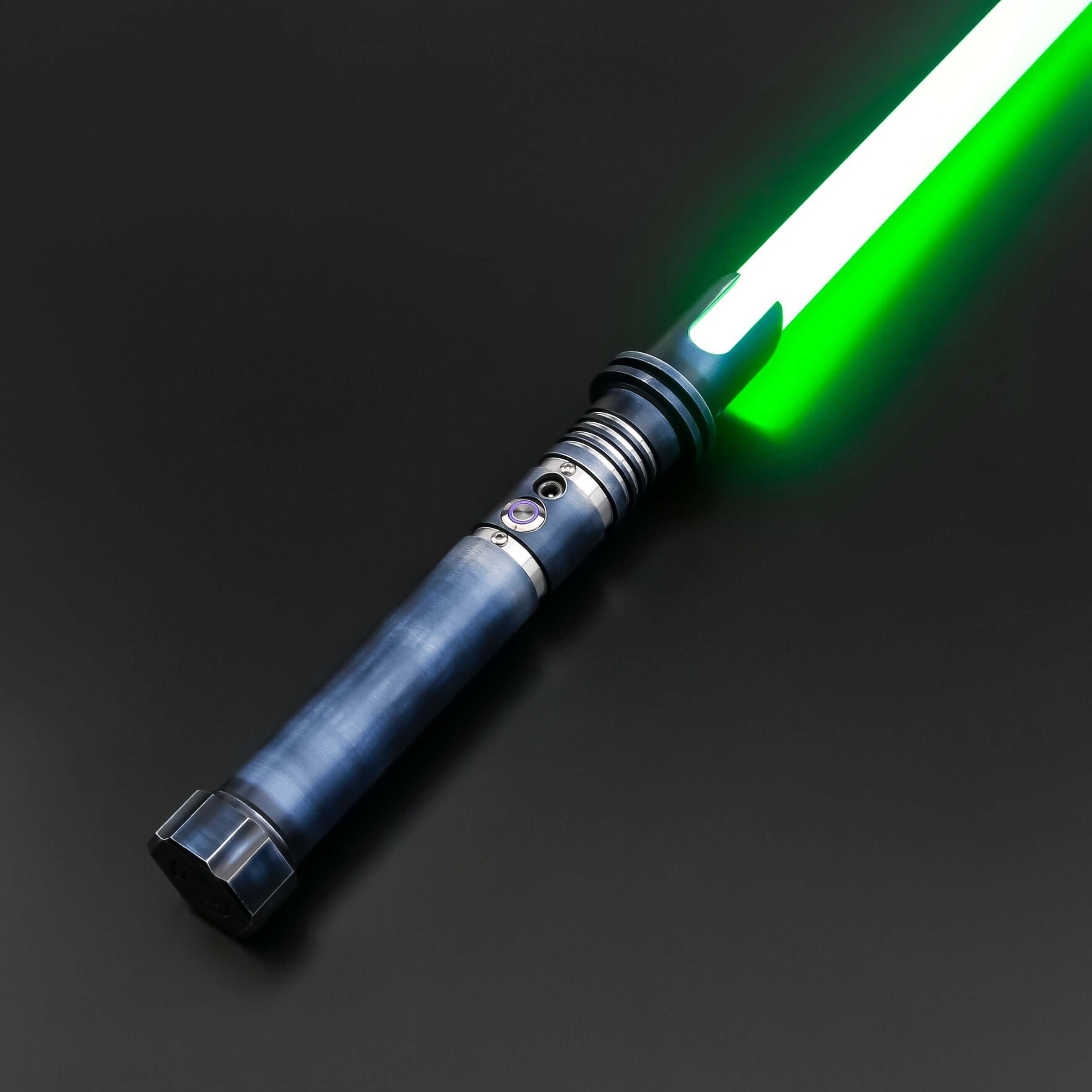 Phantom Lightsaber featuring a sleek, ghostly design with a shimmering aura, crafted from aircraft-grade cast aluminum. Ideal for collectors and duelists, exuding supernatural elegance and power.