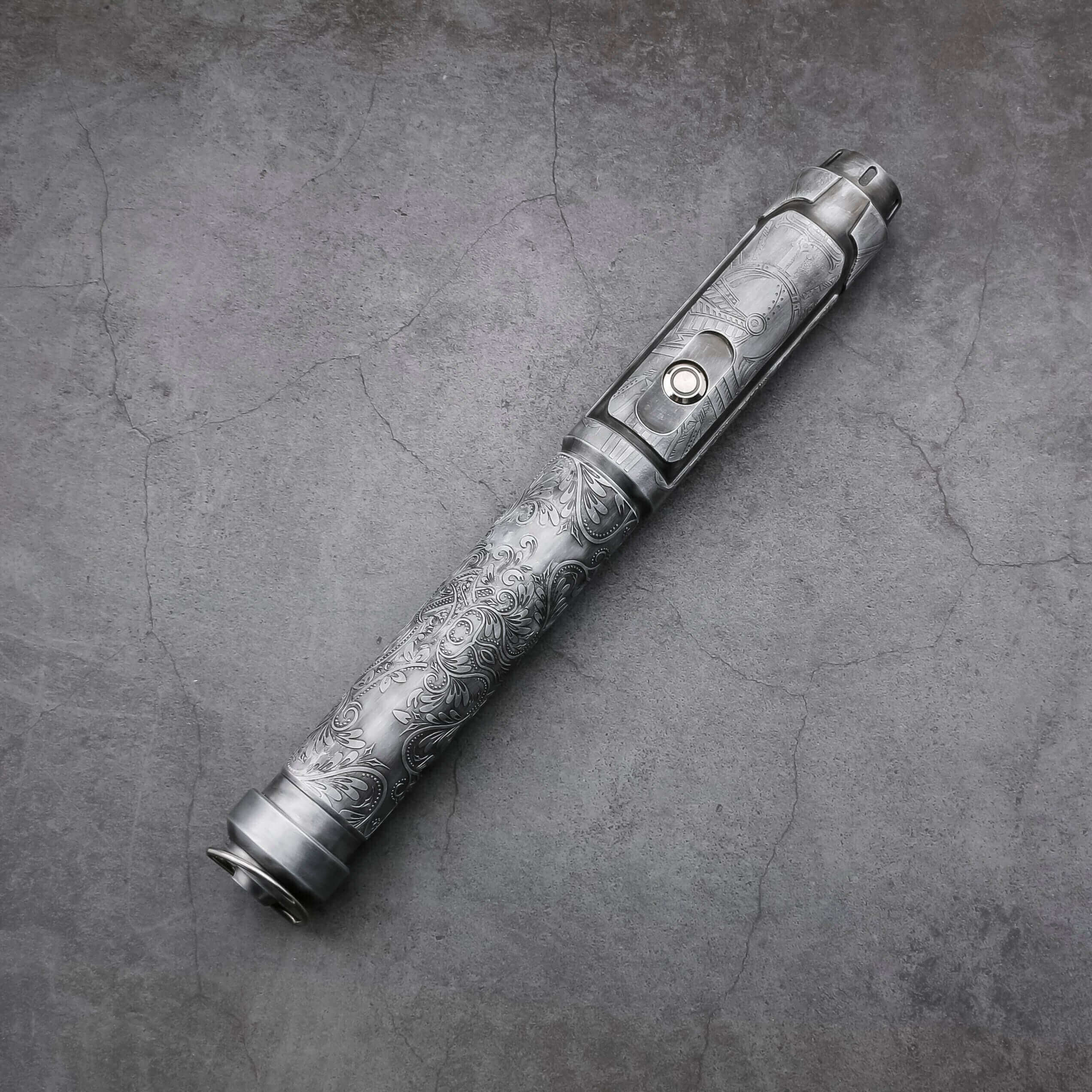 GreteIntroducing the Grete saber: A fusion of Nordic folklore and cutting-edge craftsmanship. Molded with aerospace-grade aluminum, this saber is influenced by the tales and legends of Northern Europe, shining with a distinct luminance from its LED blade.