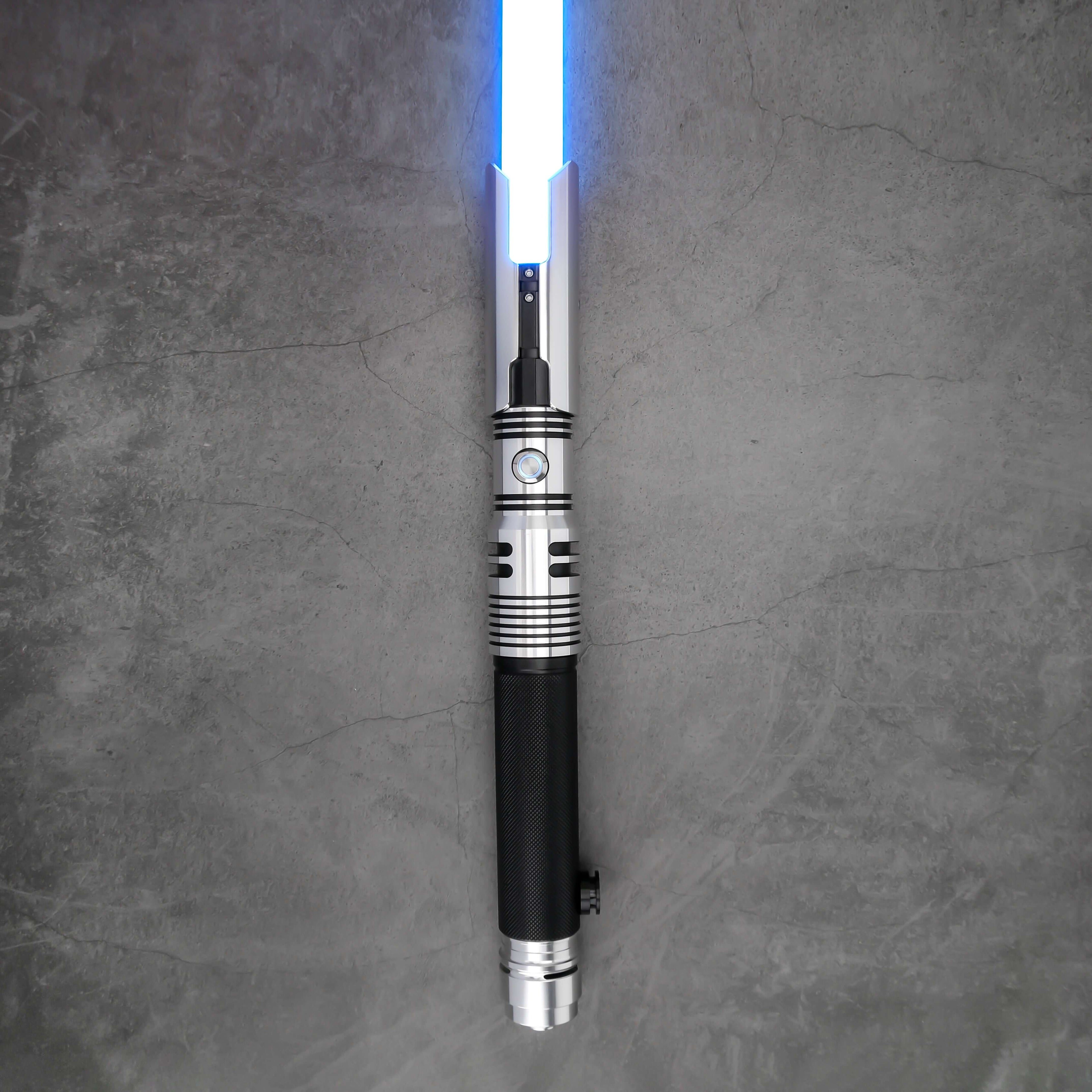 Fallen SE Neopixel Lightsaber: High-quality replica inspired by popular game hero, featuring aircraft-grade aluminum alloy hilt, superbright 50W neopixel blade, 12 color options, 27 sound fonts, Proffie board with 32GB SD card, and customizable effects