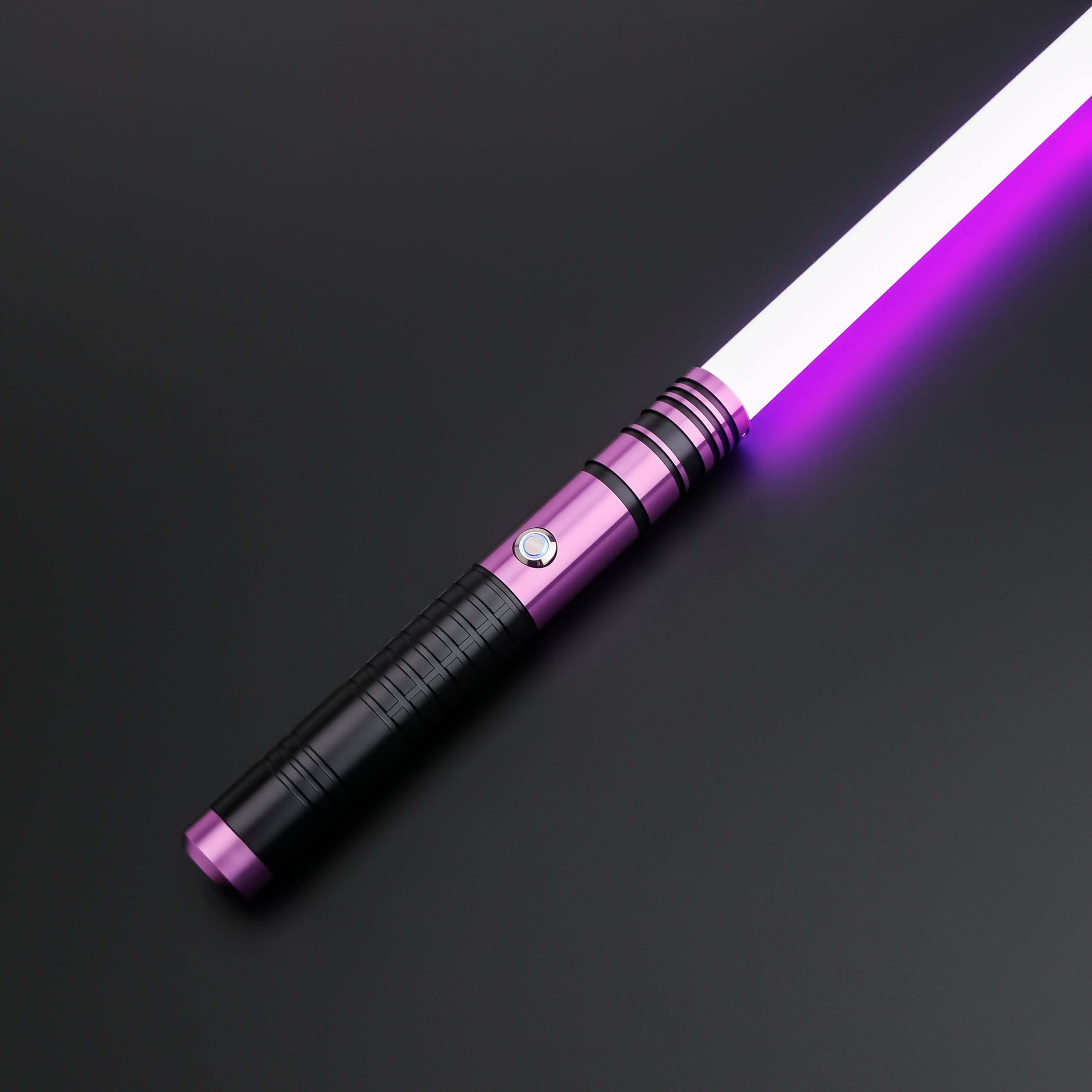 Padawan A01RGB Neopixel Saber – Ergonomic aluminum hilt with gold accents, high-quality removable polycarbonate blade, customizable RGB colors via app, realistic sound effects with multiple sound fonts, rechargeable 18650 battery, smooth swing motion for