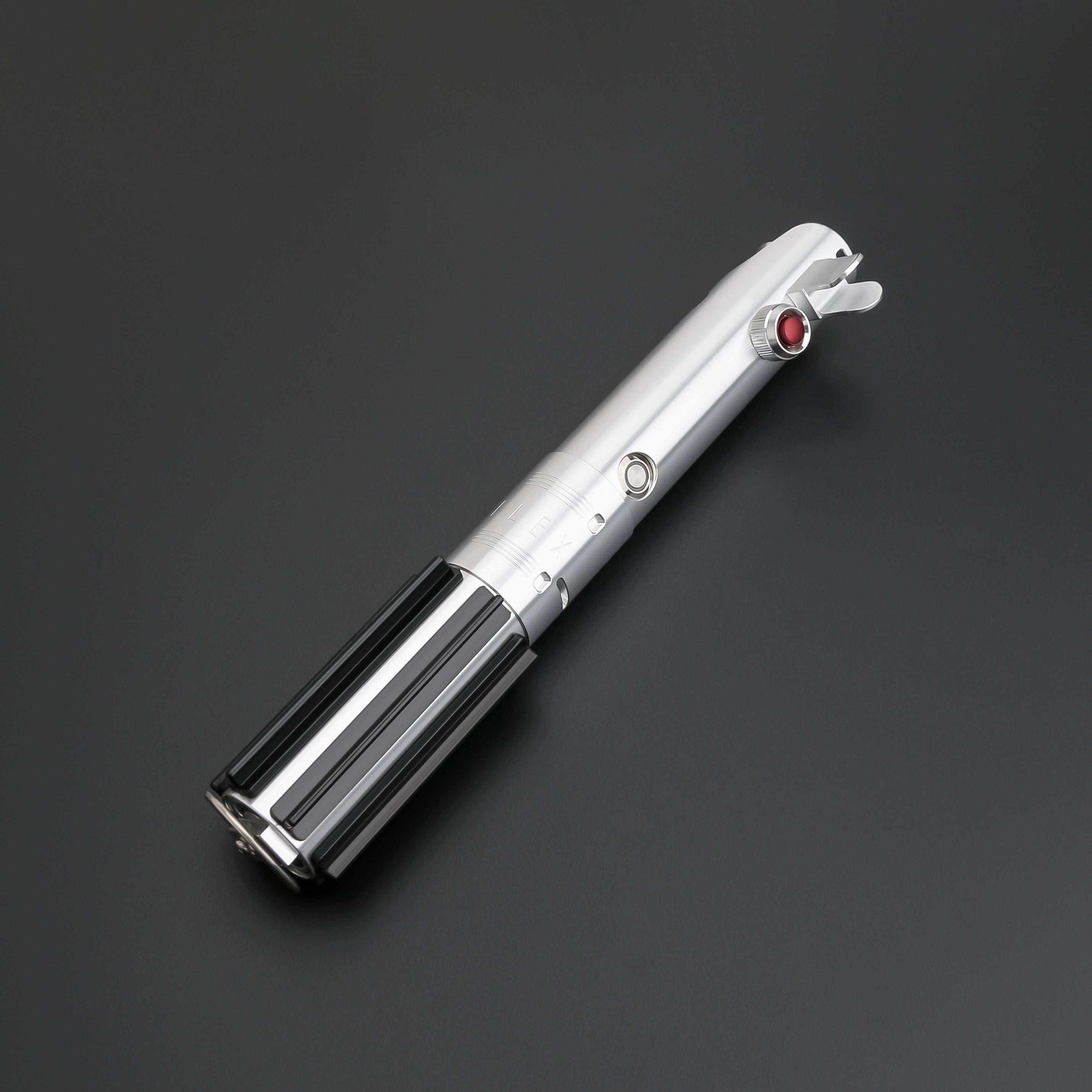 Skywalker SE Lightsaber from Novasaber, featuring a sleek silver hilt with black leather wrapping and a vibrant blue blade, inspired by the legendary Skywalker legacy from Star Wars.