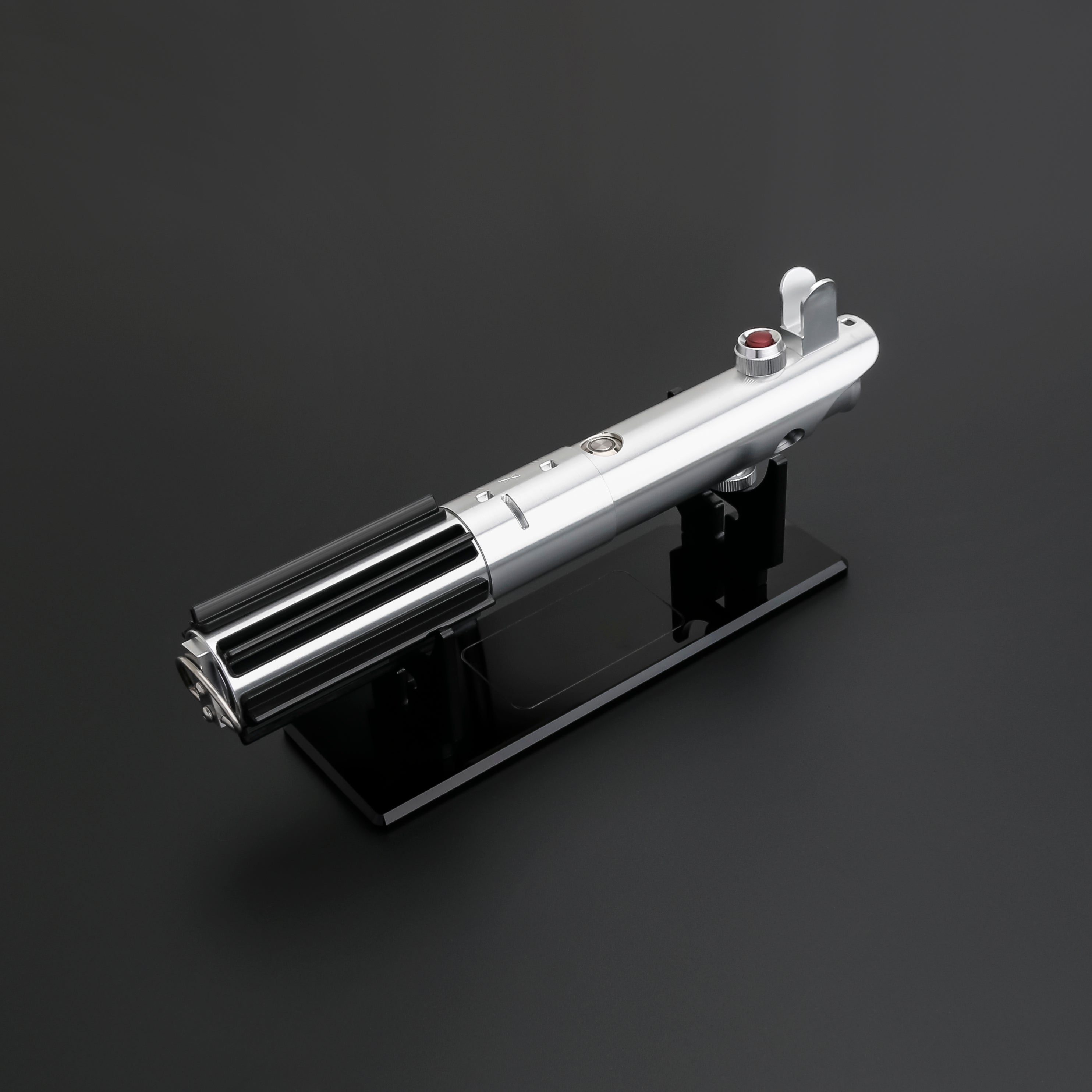 Skywalker SE Lightsaber from Novasaber, featuring a sleek silver hilt with black leather wrapping and a vibrant blue blade, inspired by the legendary Skywalker legacy from Star Wars.
