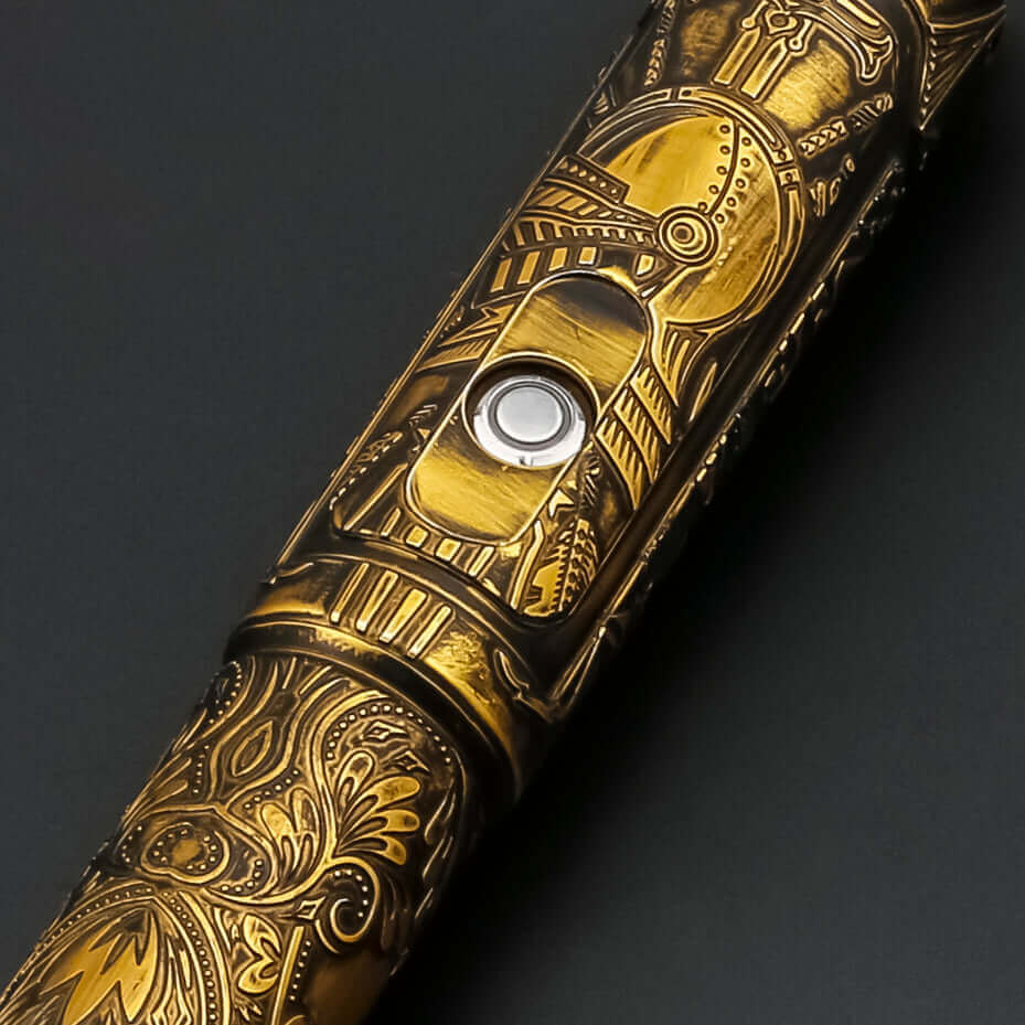 GreteIntroducing the Grete saber: A fusion of Nordic folklore and cutting-edge craftsmanship. Molded with aerospace-grade aluminum, this saber is influenced by the tales and legends of Northern Europe, shining with a distinct luminance from its LED blade.