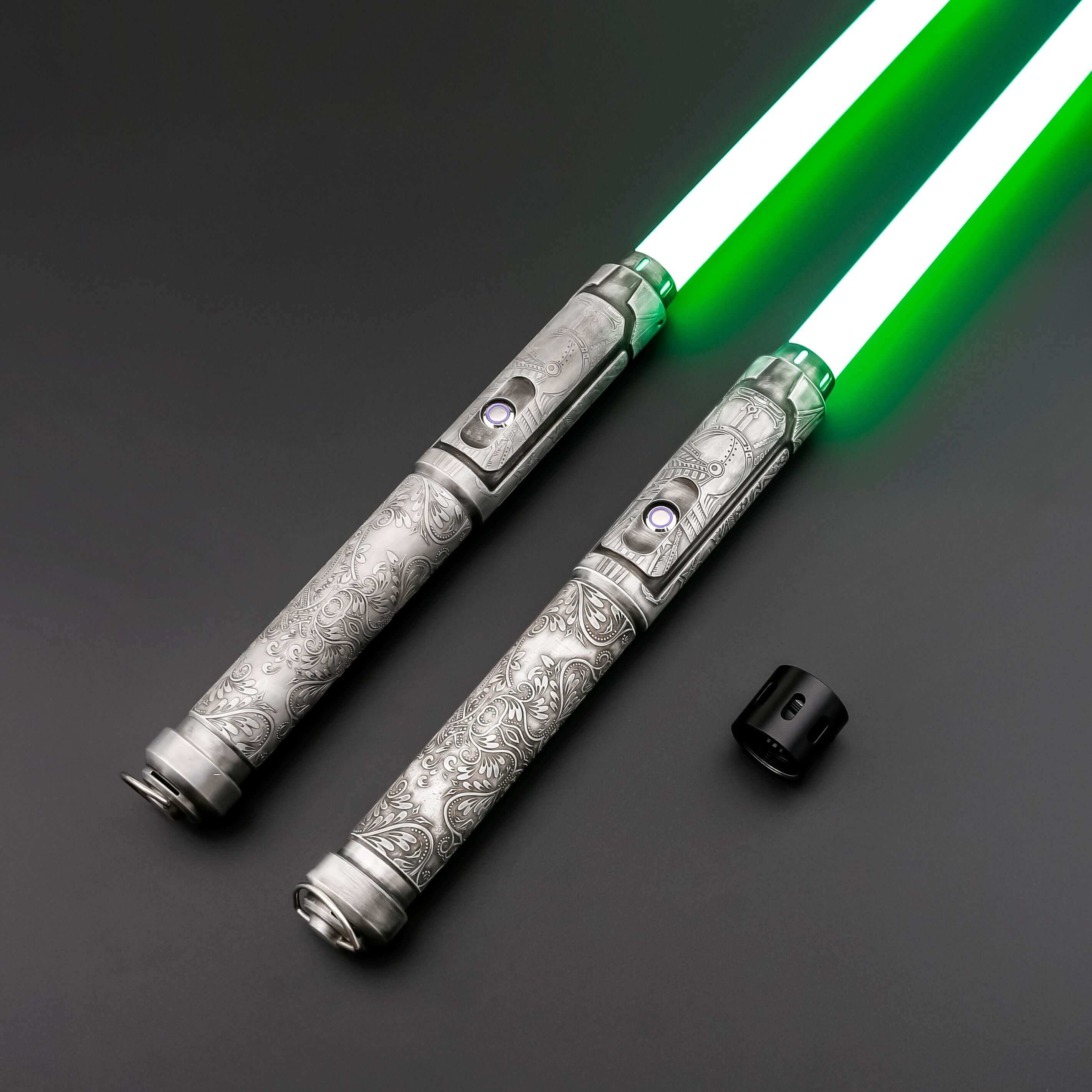 GreteIntroducing the Grete saber: A fusion of Nordic folklore and cutting-edge craftsmanship. Molded with aerospace-grade aluminum, this saber is influenced by the tales and legends of Northern Europe, shining with a distinct luminance from its LED blade.