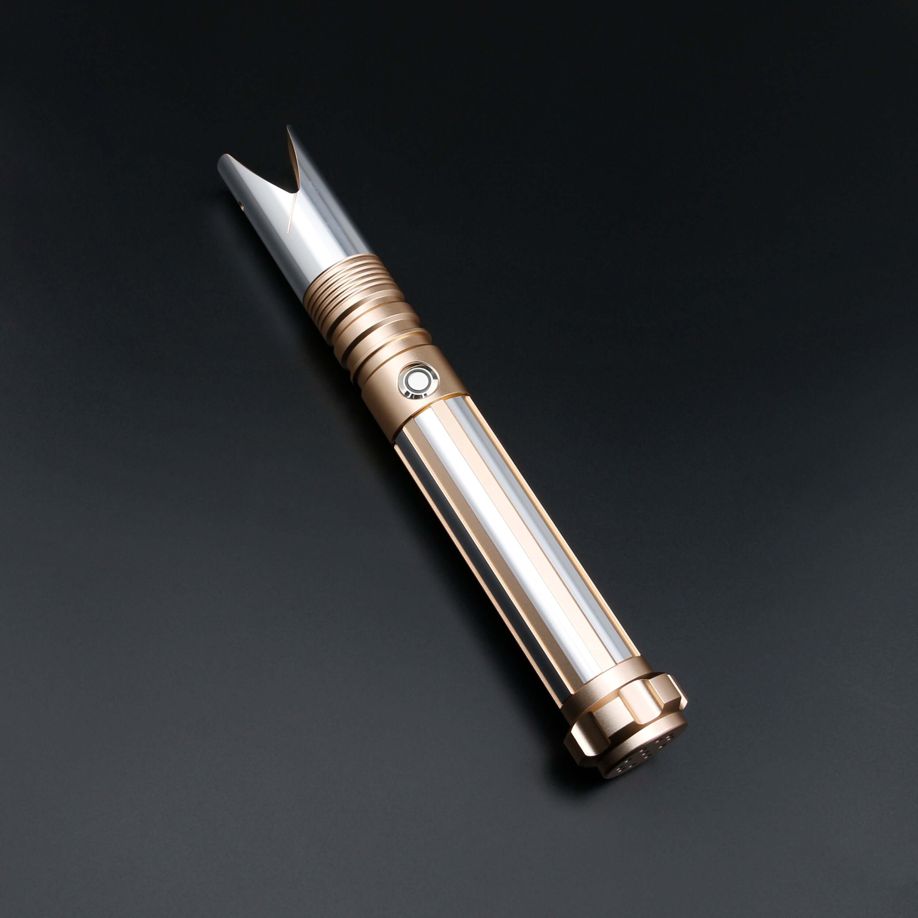 Zebra Dual Sabers featuring lightweight aluminum hilts with circular grip patterns and extended emitter necks, designed for enhanced maneuverability and ideal for cosplay and display.