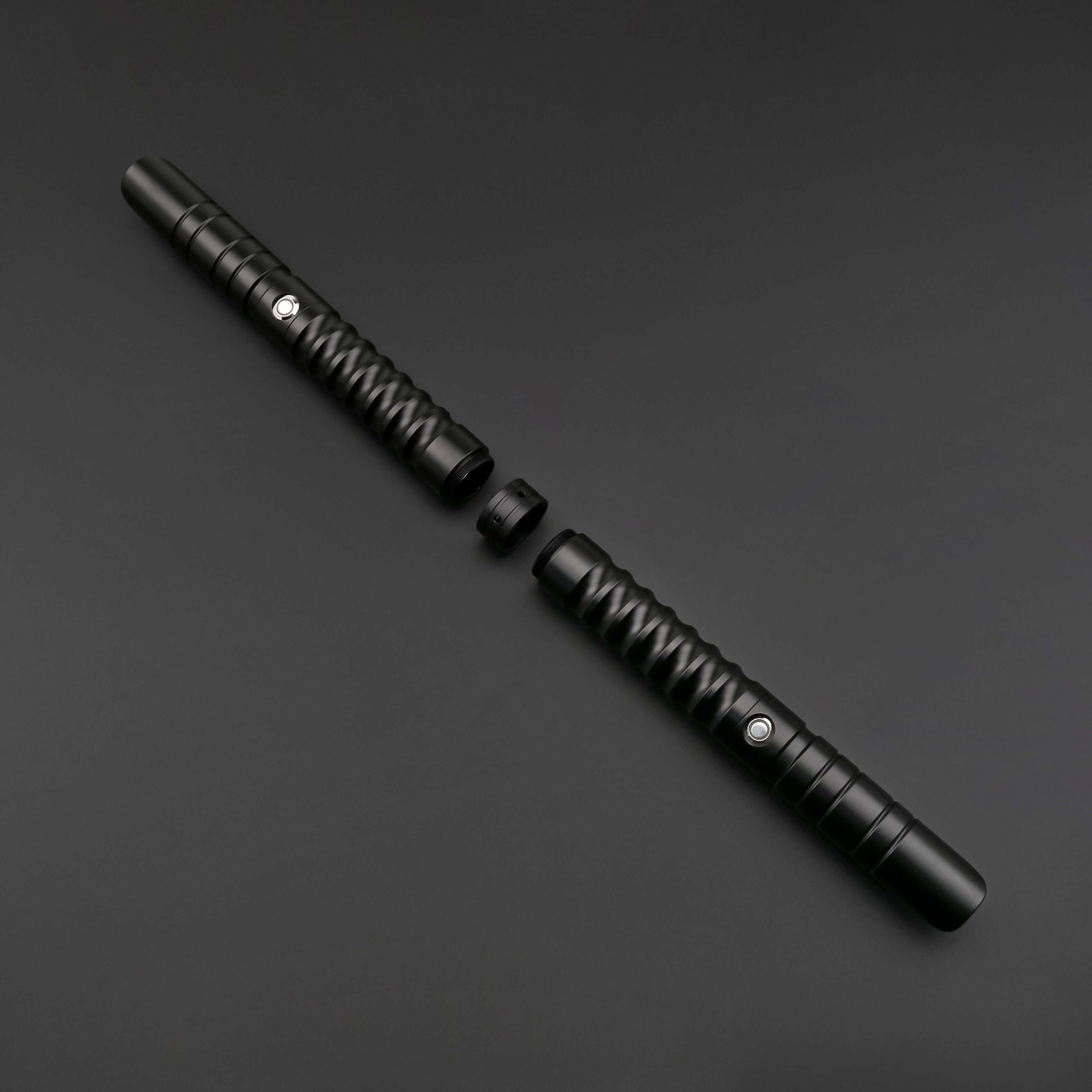 Combat Dual Sabers – pair of duel-ready lightsabers with frosted aluminum alloy hilts, removable 77 cm or 82 cm polycarbonate blades, multiple core options (RGB S16, S27, SN Neopixel V4 Pro, Proffie V2.2) offering customizable colors, effects, and soundfo