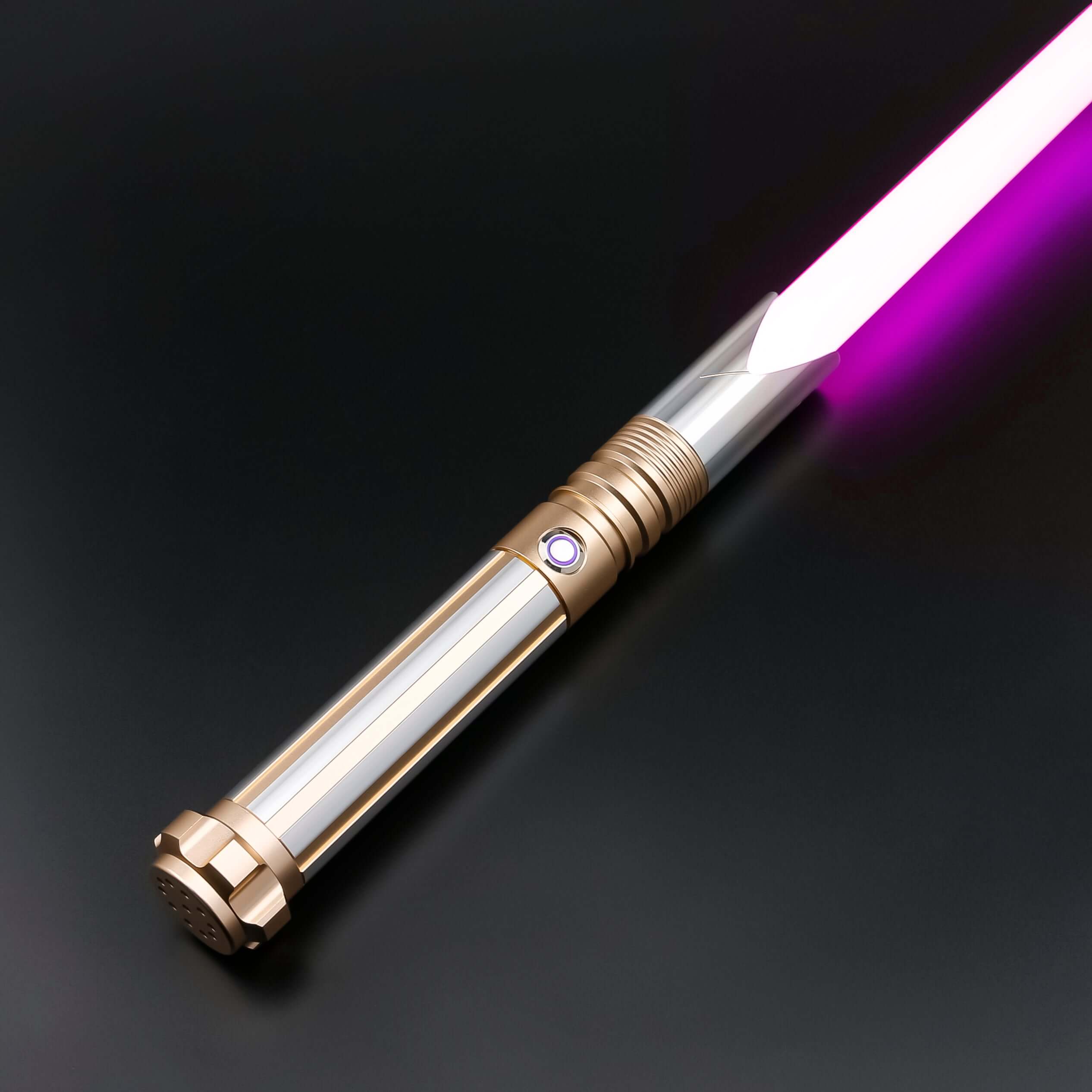 Zebra Dual Sabers featuring lightweight aluminum hilts with circular grip patterns and extended emitter necks, designed for enhanced maneuverability and ideal for cosplay and display.