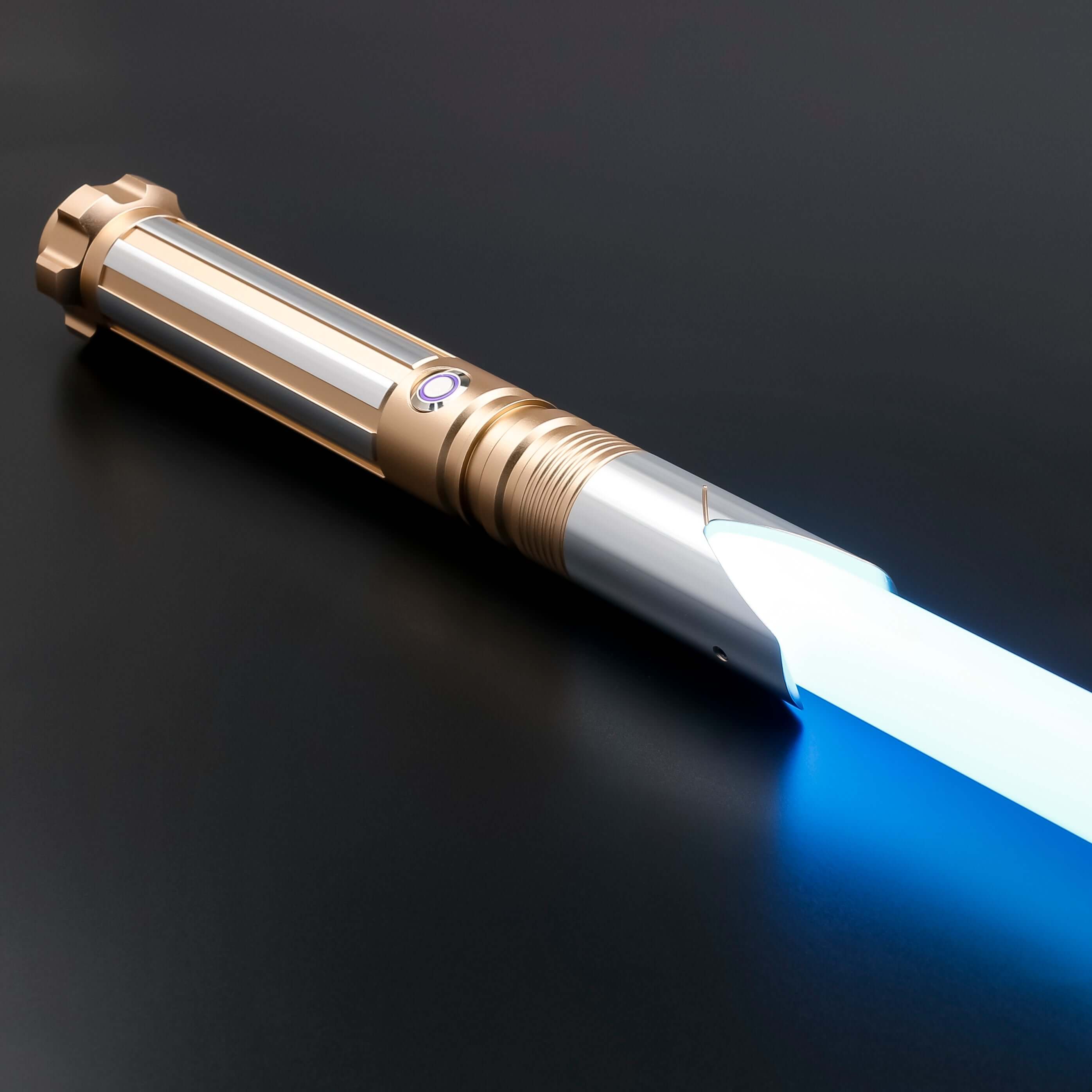 Zebra Dual Sabers featuring lightweight aluminum hilts with circular grip patterns and extended emitter necks, designed for enhanced maneuverability and ideal for cosplay and display.