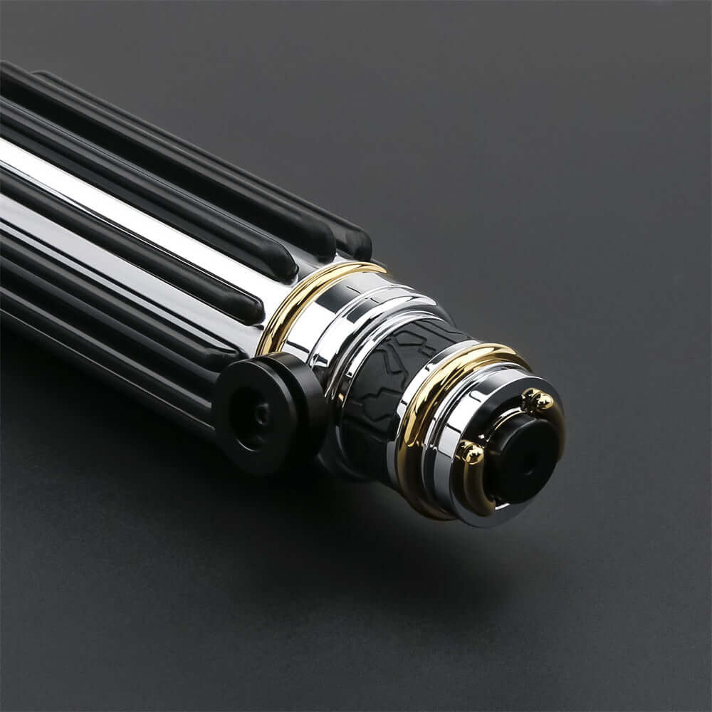 Windu Proffie lightsaber detailed view showcasing elegant design and metallic finish