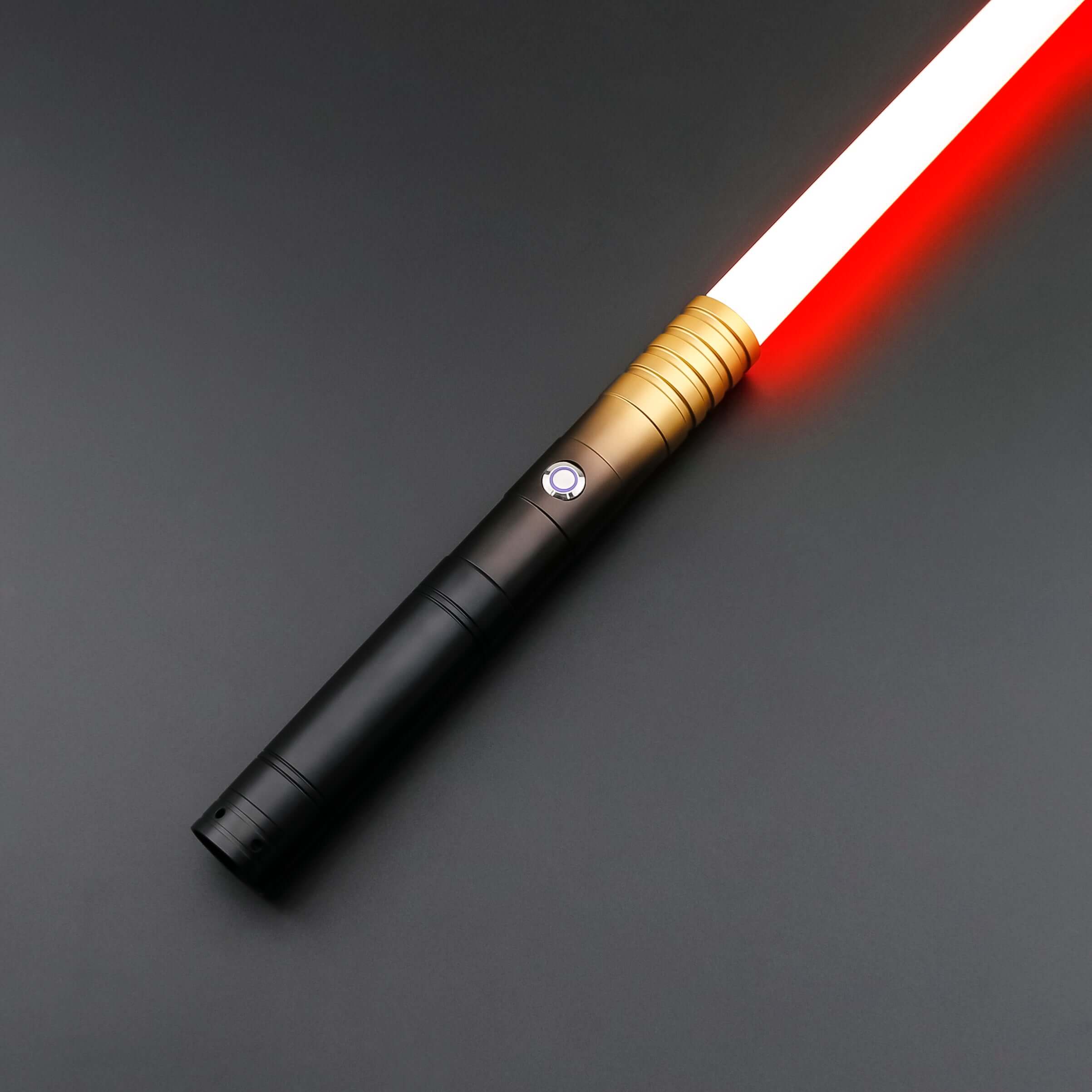 Dual Bladed Ink Lightsaber Bundle – two frosted aluminum alloy hilts with striking ink art design, featuring removable 77 cm or 82 cm polycarbonate blades, RGB S16/S27 or SNV4 Pro cores offering customizable blade colors