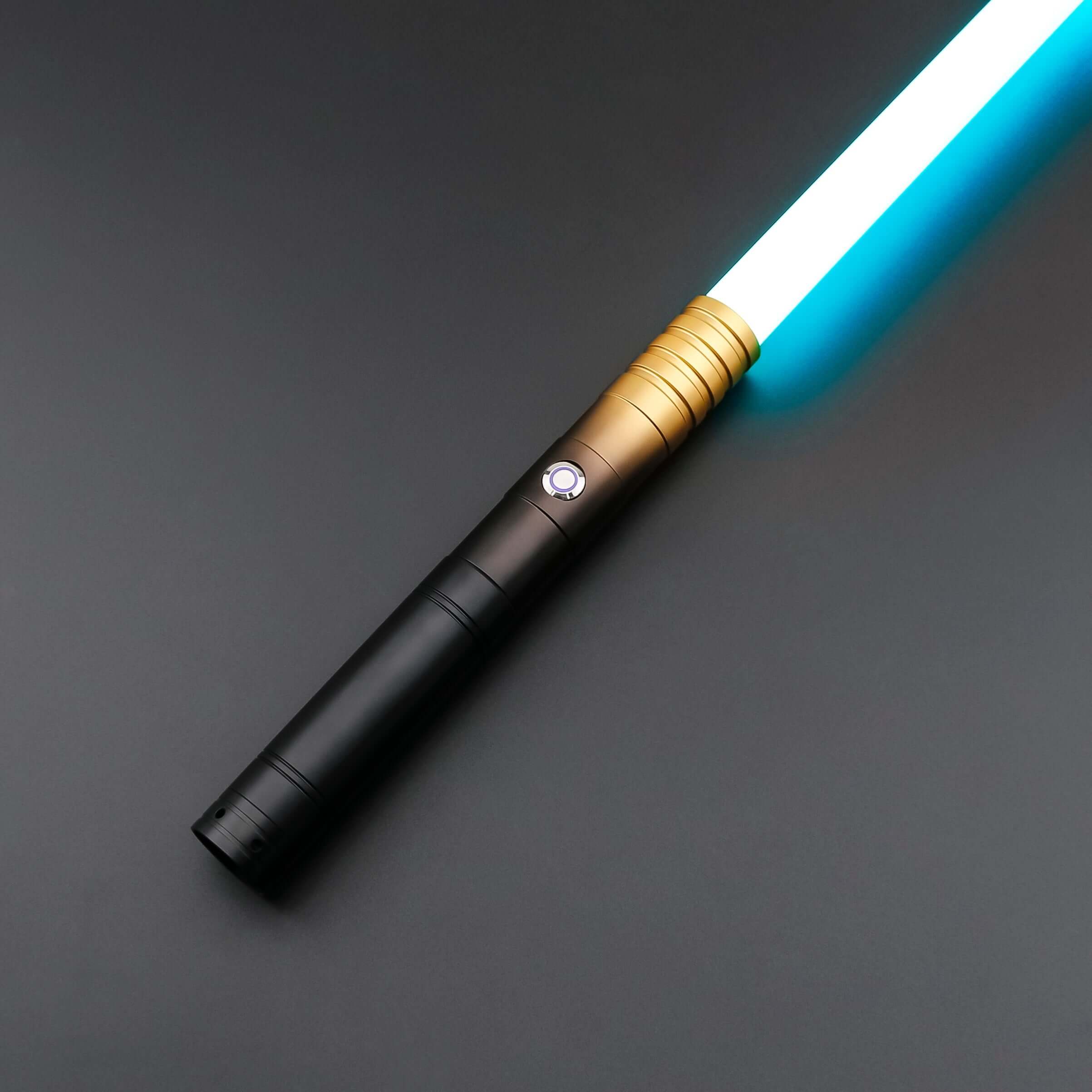 Dual Bladed Ink Lightsaber Bundle – two frosted aluminum alloy hilts with striking ink art design, featuring removable 77 cm or 82 cm polycarbonate blades, RGB S16/S27 or SNV4 Pro cores offering customizable blade colors