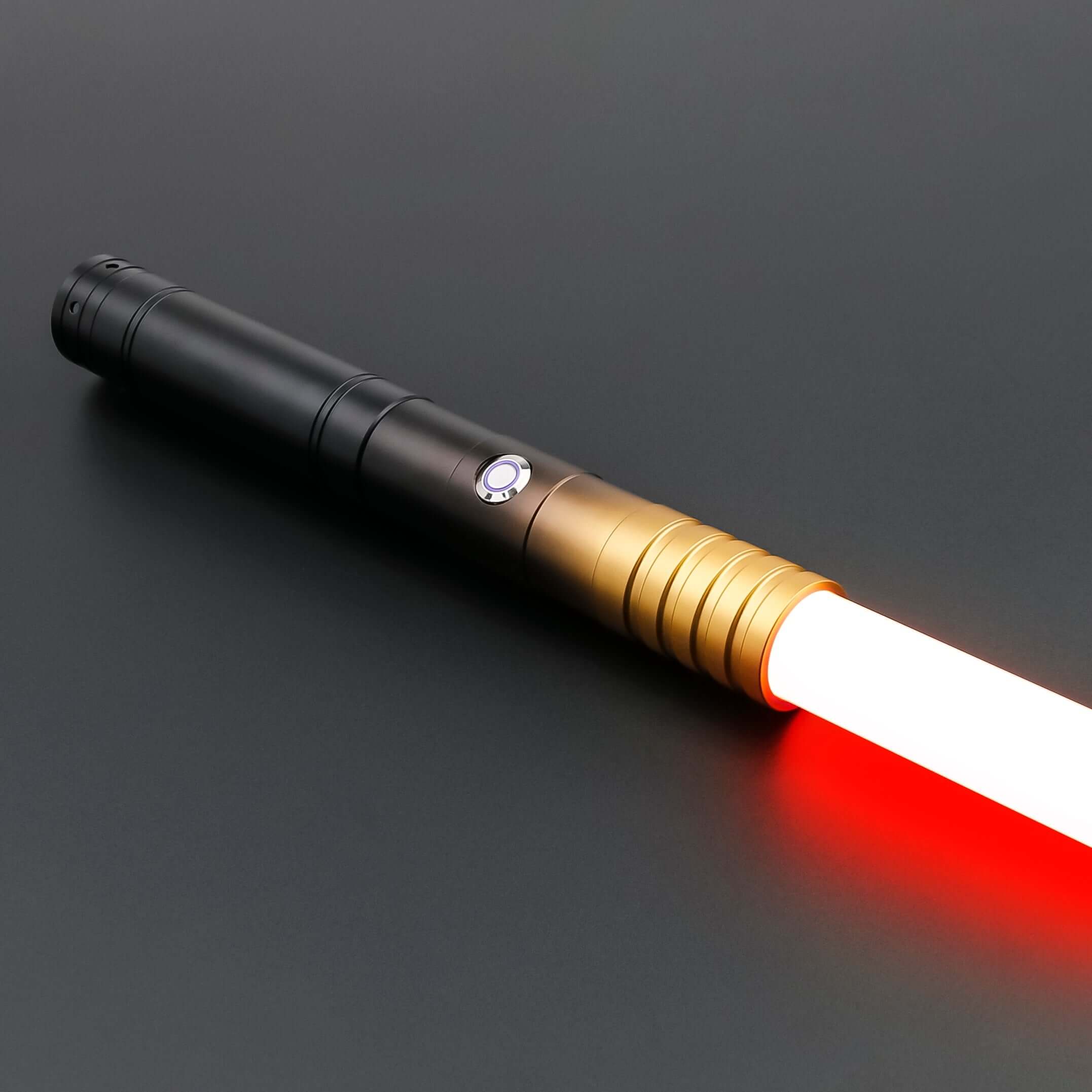 Dual Bladed Ink Lightsaber Bundle – two frosted aluminum alloy hilts with striking ink art design, featuring removable 77 cm or 82 cm polycarbonate blades, RGB S16/S27 or SNV4 Pro cores offering customizable blade colors