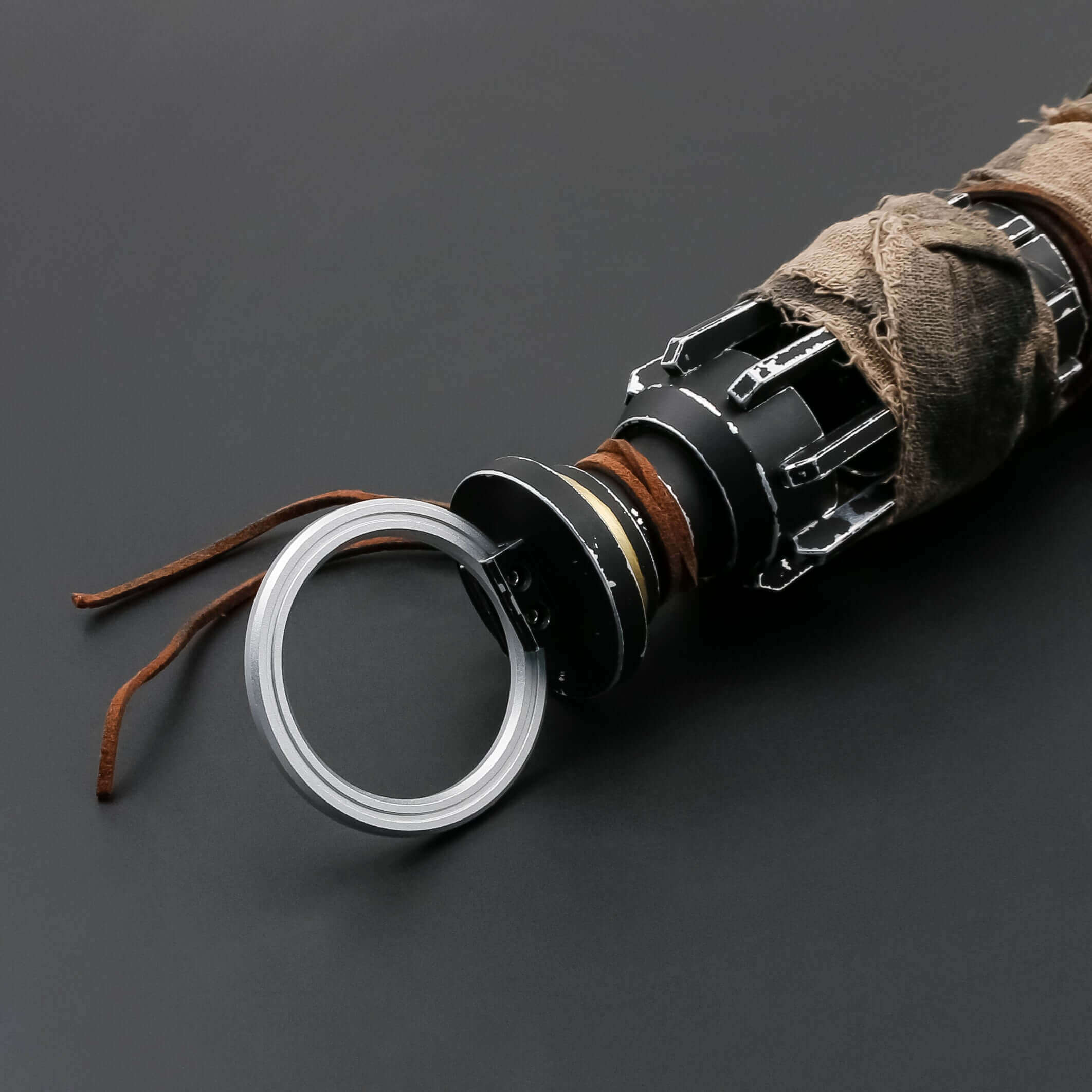 Boone Kestis lightsaber replica with matte black aluminum alloy hilt, textured anti-slip grip, removable polycarbonate blade, Proffie 2.2 soundboard, 22 soundfonts, Neopixel RGB blade, USB charging, 32"/36" blade options, and 18650 battery.