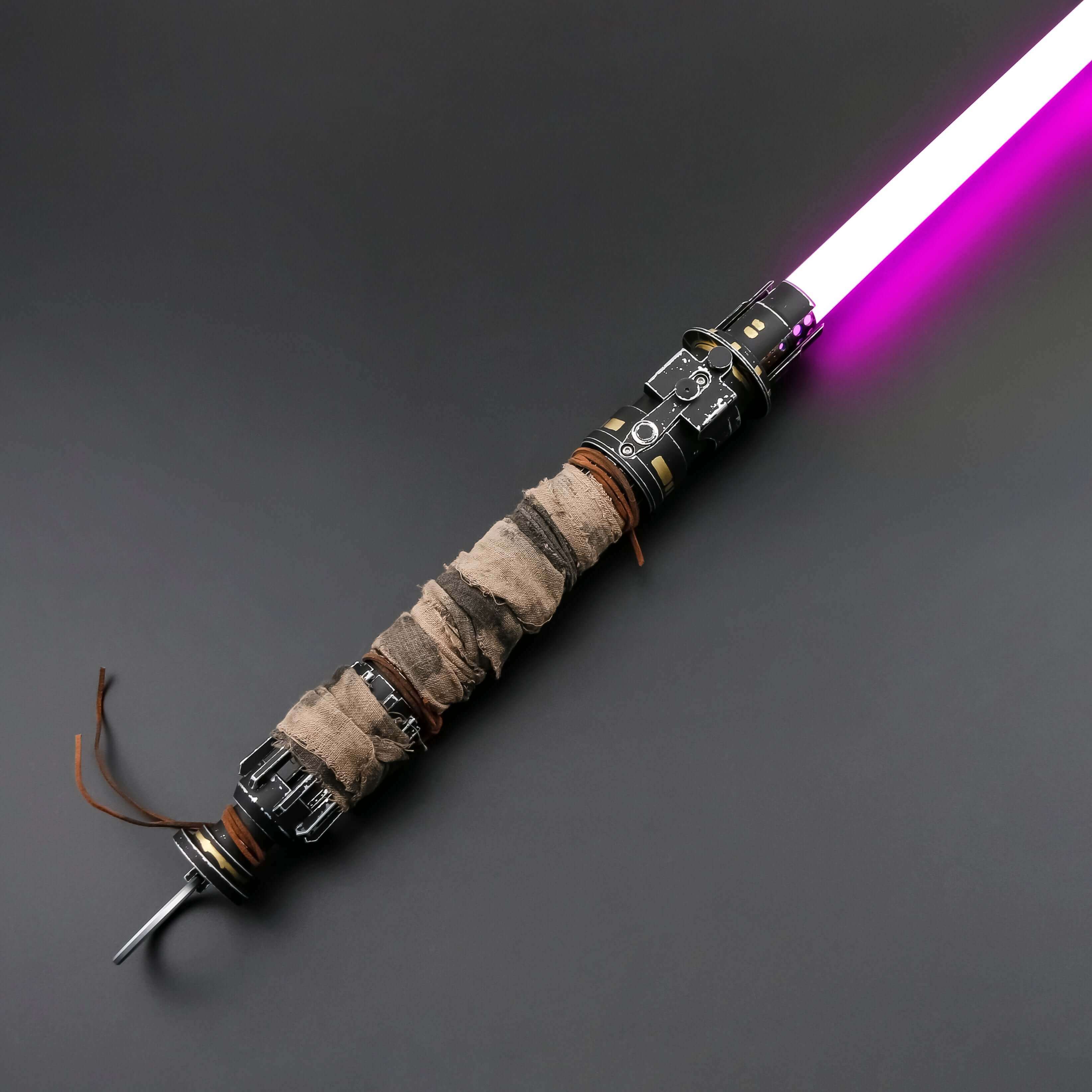 Boone Kestis lightsaber replica with matte black aluminum alloy hilt, textured anti-slip grip, removable polycarbonate blade, Proffie 2.2 soundboard, 22 soundfonts, Neopixel RGB blade, USB charging, 32"/36" blade options, and 18650 battery.
