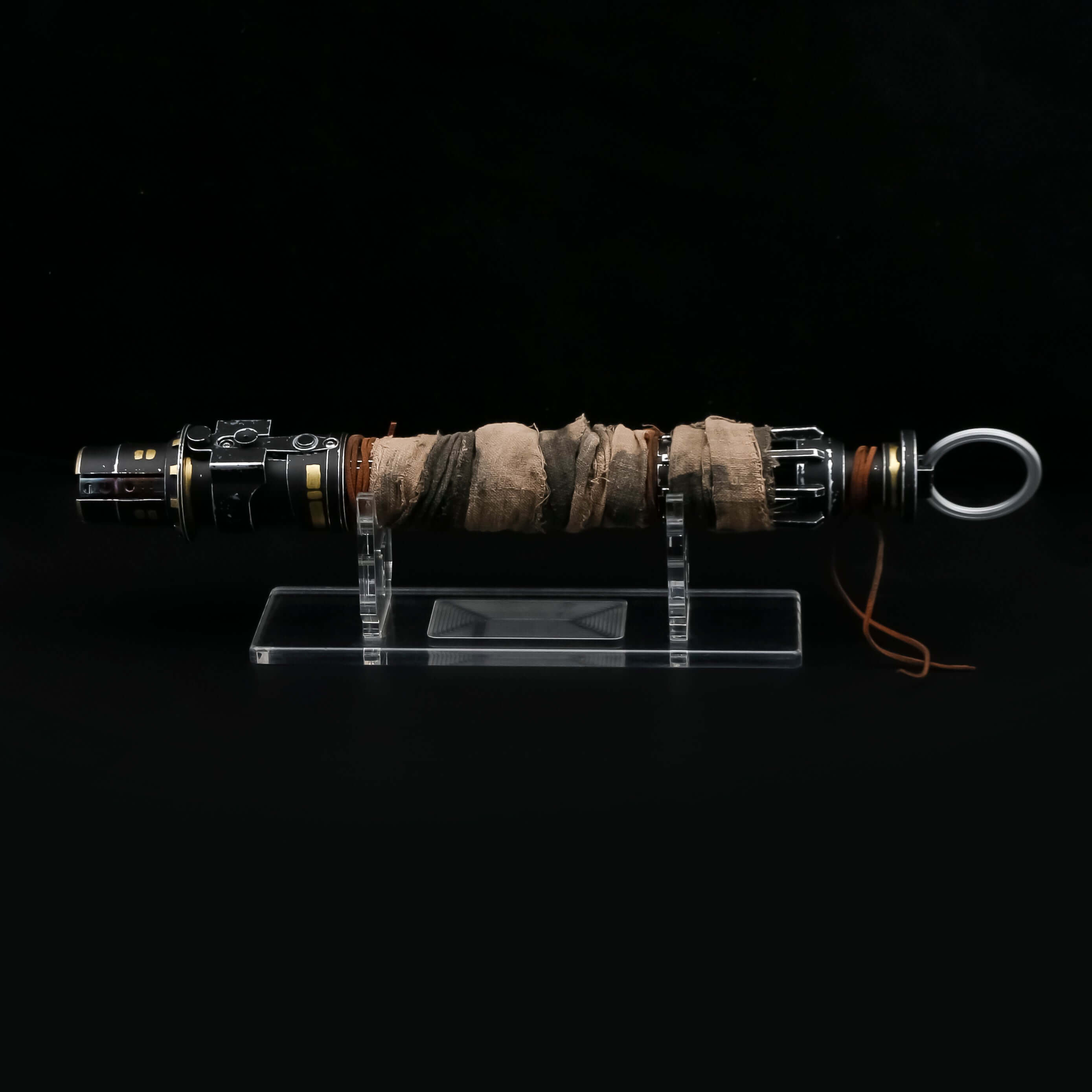 Boone Kestis lightsaber replica with matte black aluminum alloy hilt, textured anti-slip grip, removable polycarbonate blade, Proffie 2.2 soundboard, 22 soundfonts, Neopixel RGB blade, USB charging, 32"/36" blade options, and 18650 battery.