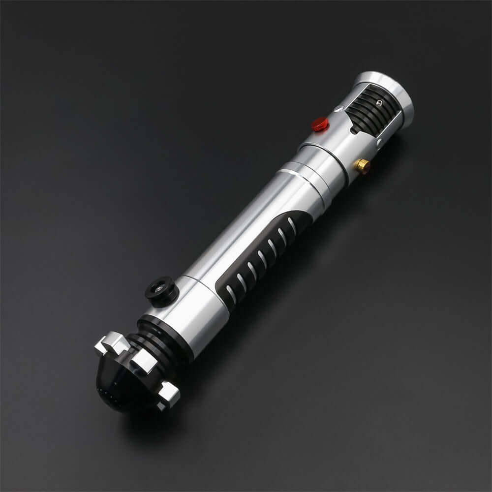 Obi EP1 Inspired Lightsaber featuring a durable polycarbonate blade with internal fiber-optic lighting, high-quality metal hilt, and authentic sound effects. Ideal for collectors and duelists.