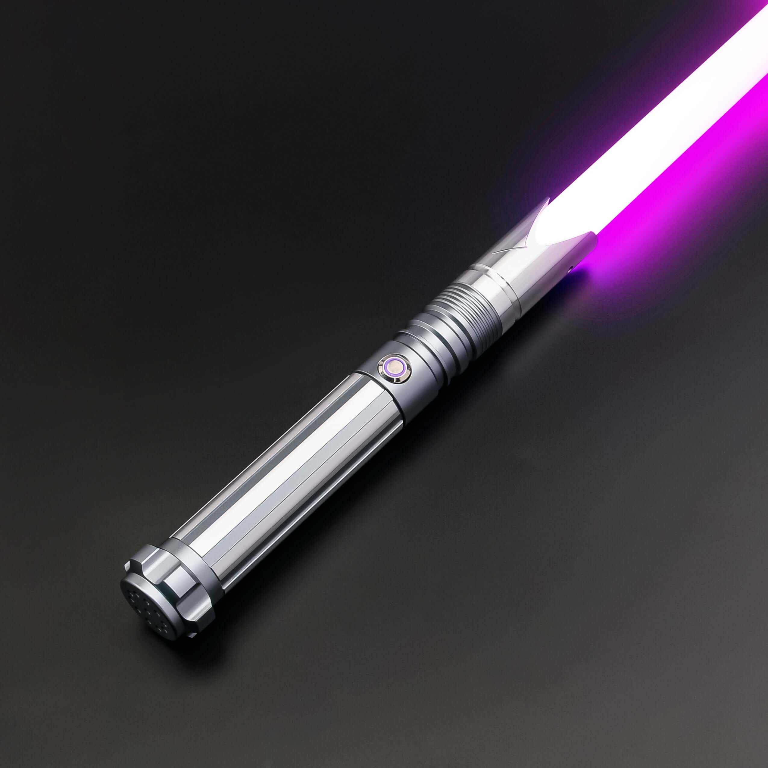 Zebra Dual Sabers featuring lightweight aluminum hilts with circular grip patterns and extended emitter necks, designed for enhanced maneuverability and ideal for cosplay and display.