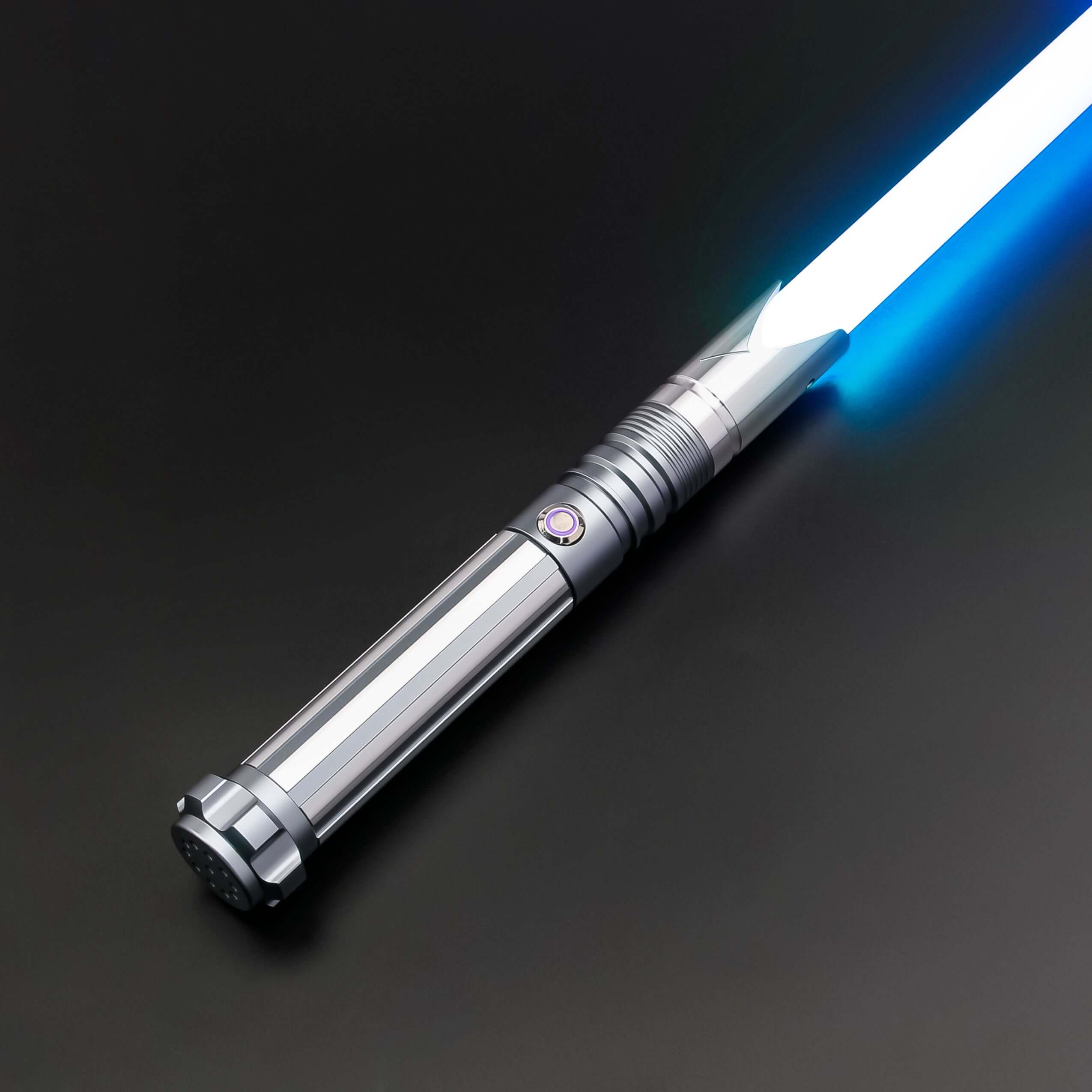 Zebra Dual Sabers featuring lightweight aluminum hilts with circular grip patterns and extended emitter necks, designed for enhanced maneuverability and ideal for cosplay and display.
