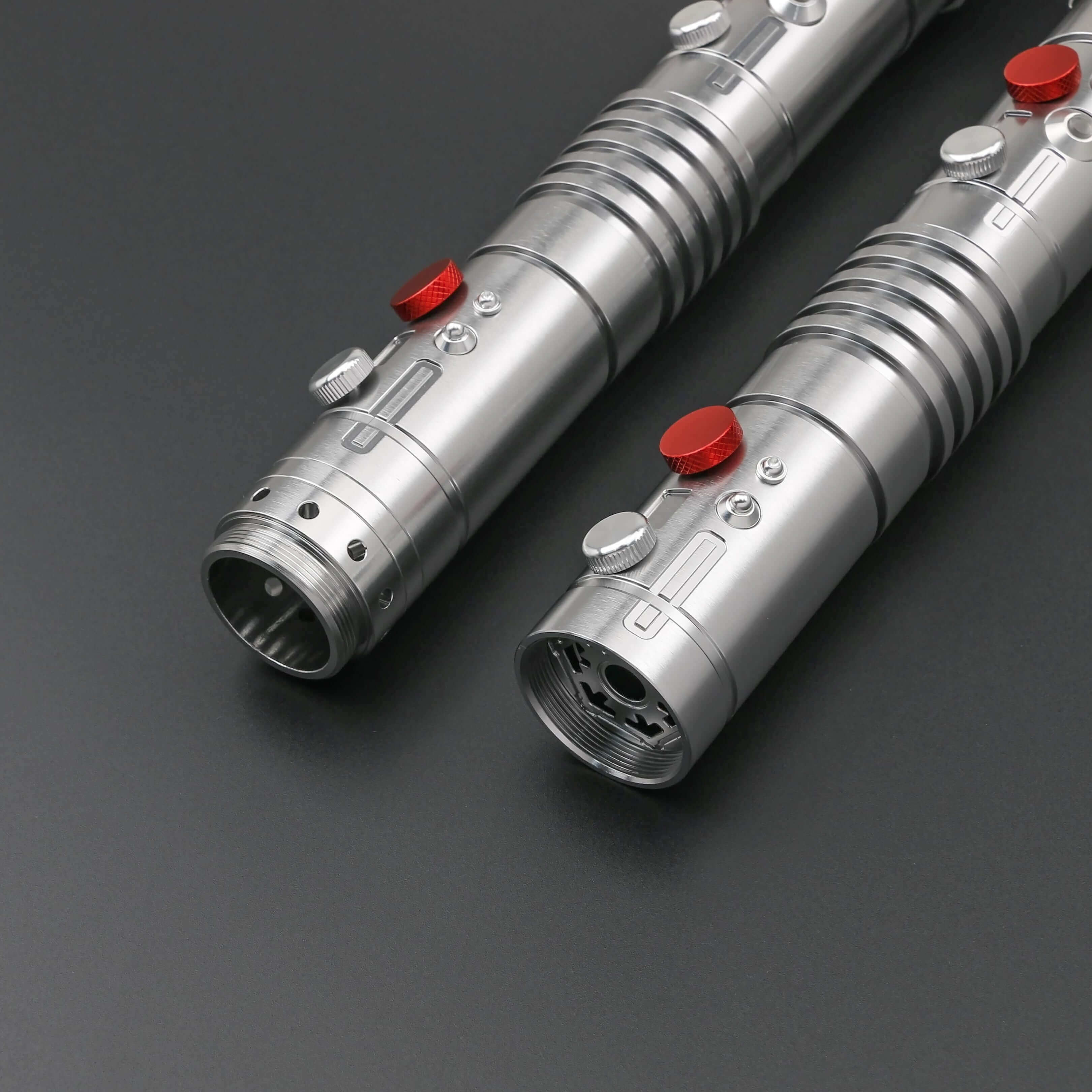 Darth Maul double-bladed lightsaber with dual hilts and two blades, inspired by Star Wars
