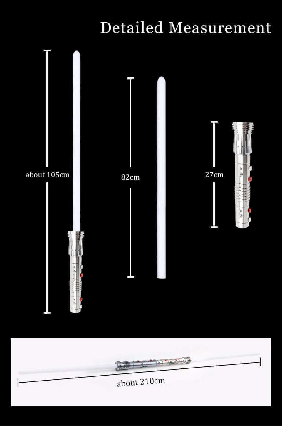 Darth Maul double-bladed lightsaber with dual hilts and two blades, inspired by Star Wars