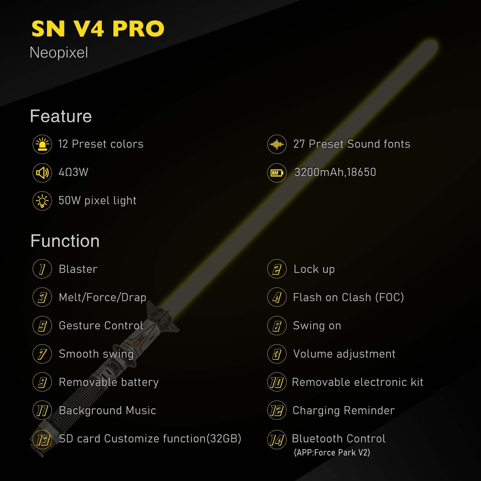 Hunter Dual Sabers featuring lightweight aluminum hilts with circular grip patterns and extended emitter necks, designed for enhanced maneuverability and ideal for cosplay and display.