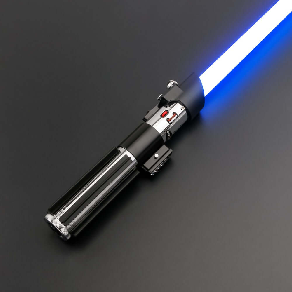Vader Proffie 2.2 lightsaber with blue blade, perfect for fans and cosplayers, showcasing its lightweight design.