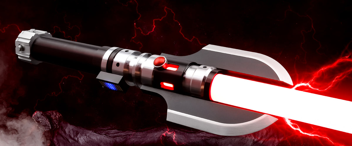 Darth Malgus lightsaber with red blade and detailed metal hilt