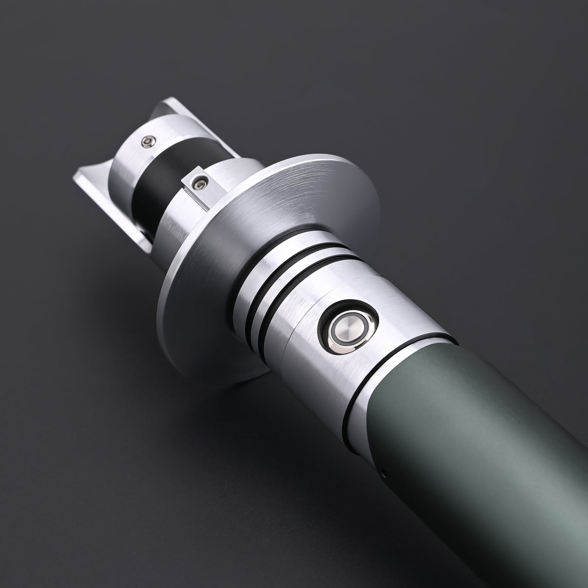 Detailed view of the Kanan SE lightsaber hilt and pommel with glowing pink blade