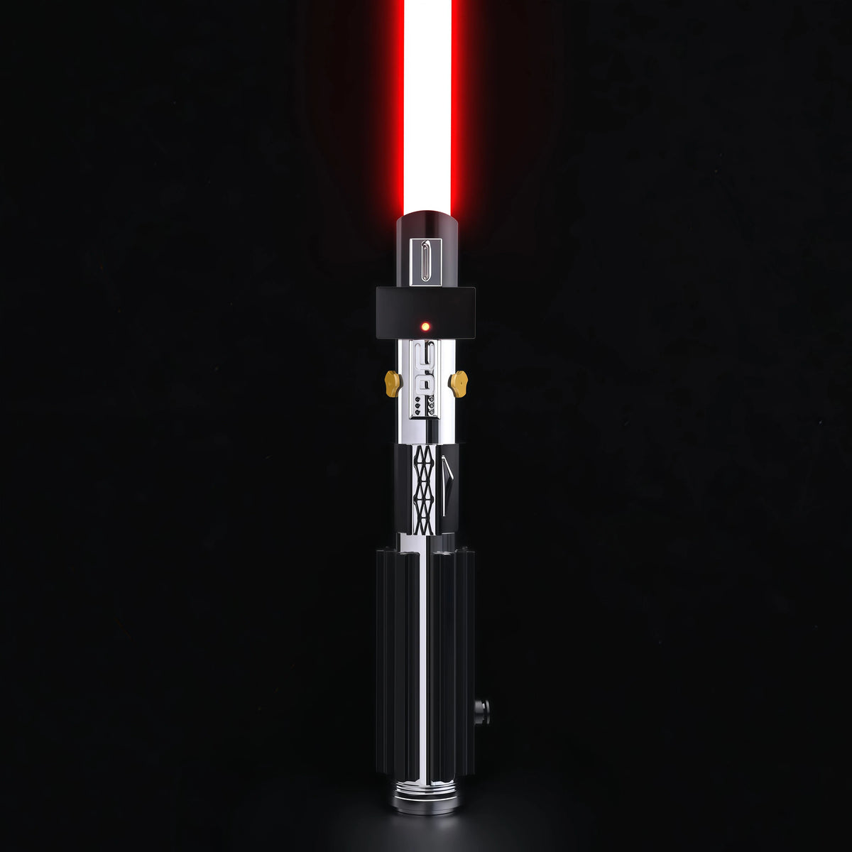 NovaSaber Vader EP3 lightsaber with red blade on display stand