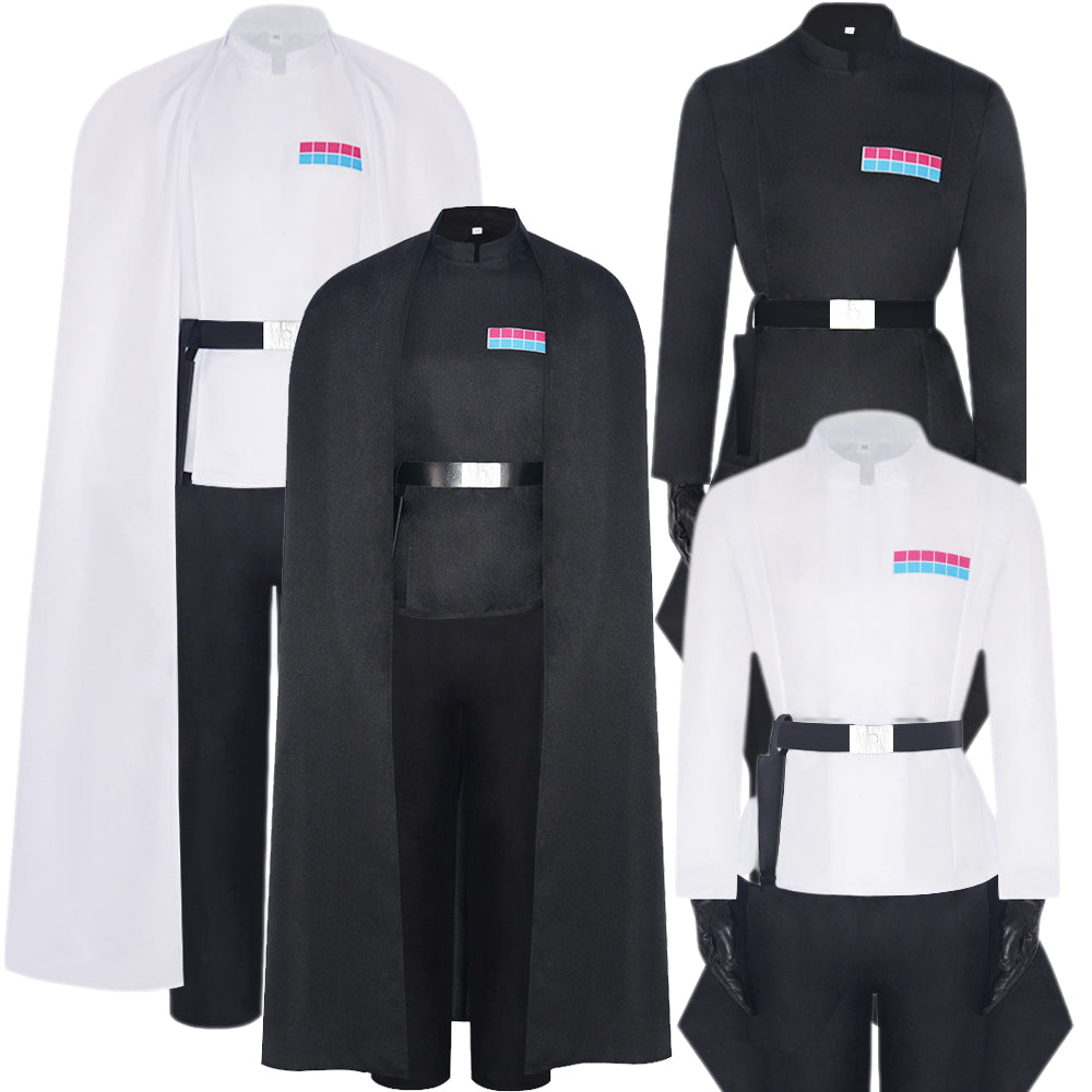 Mens Imperial Officer Cosplay Costume Battle Uniform White Cloak Coat Pants Full Set Halloween Outfits US Size