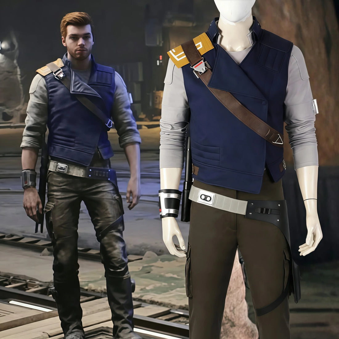 Mens Survivor Cal Kestis Cosplay Costume Outfit Halloween Party Cal Kestis Costume Adult Full Set