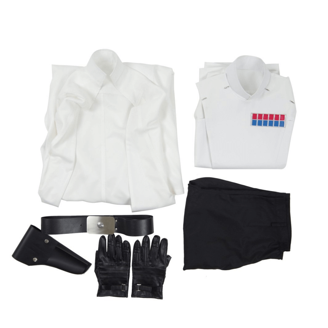 Mens Imperial Officer Cosplay Costume Battle Uniform White Cloak Coat Pants Full Set Halloween Outfits US Size