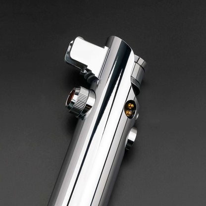Close-up view of the Ani EP3 Proffie 2.2 lightsaber showcasing its sleek design and detailed features.