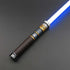 MV Champion high-end lightsaber with blue blade and stylish metallic-hued grip, perfect for sci-fi enthusiasts.