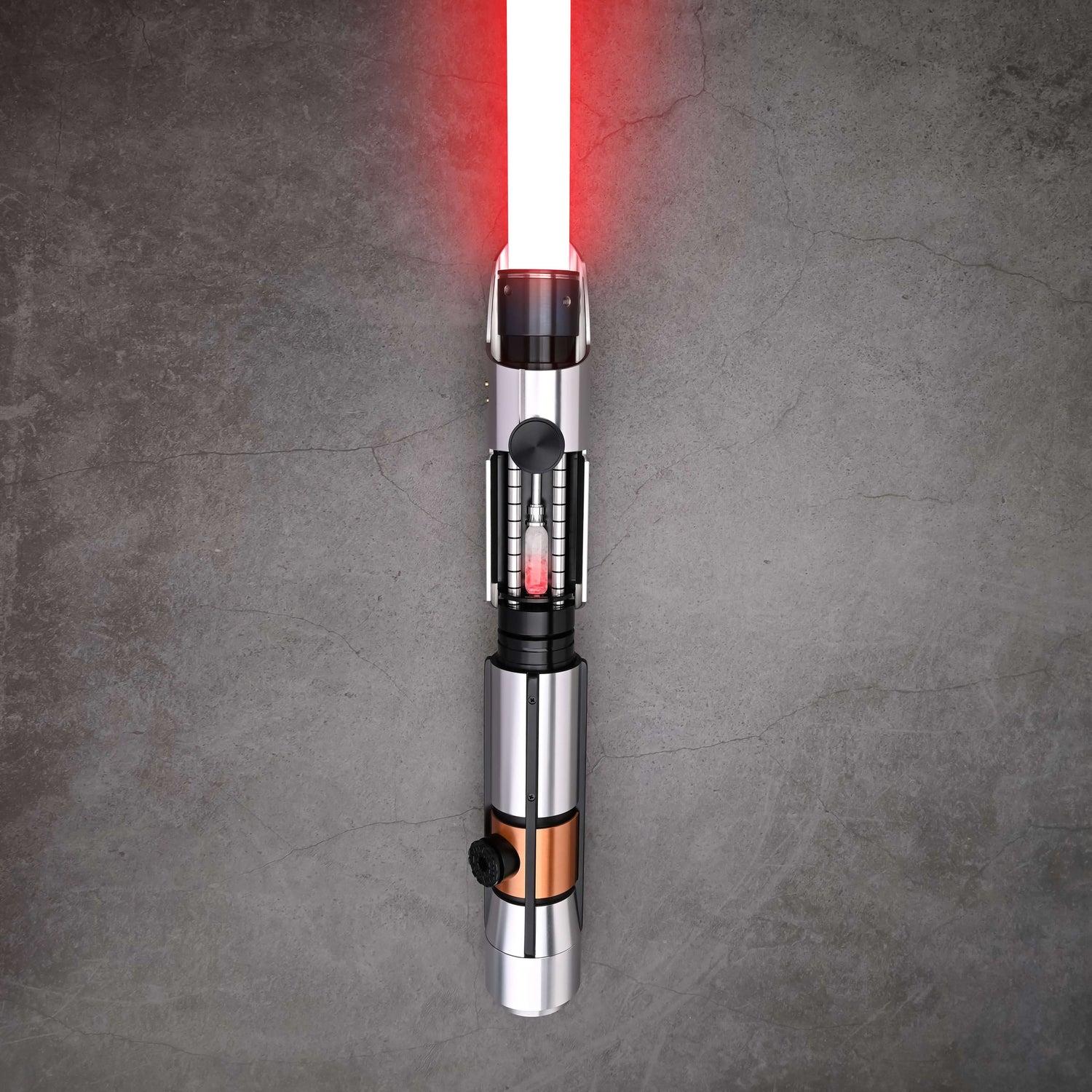 Star Lightsaber from Novasaber, showcasing a sleek, metallic hilt with a radiant blue blade, designed for precision and elegance, evoking a sense of power and refinement.