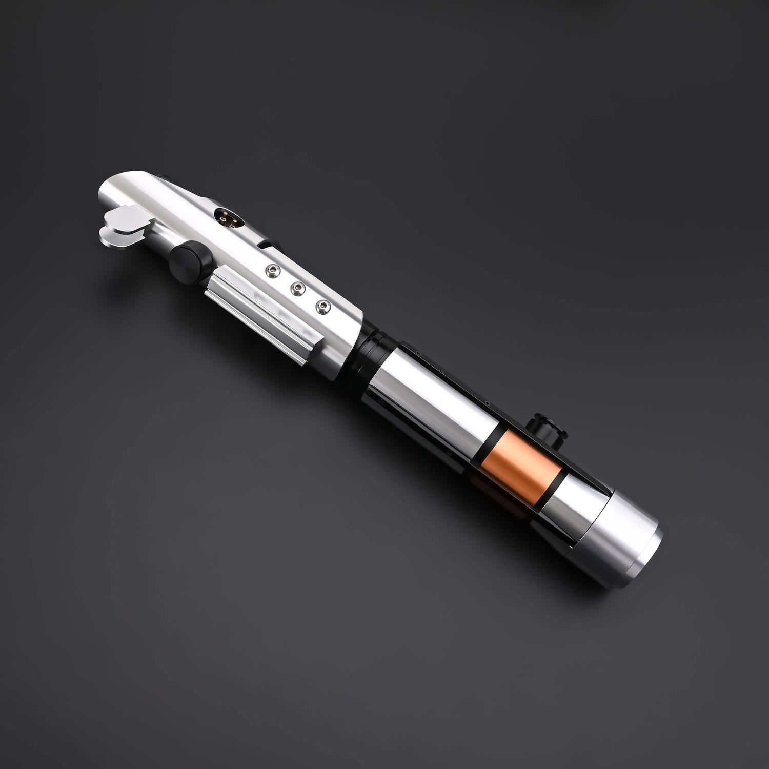Star Lightsaber from Novasaber, showcasing a sleek, metallic hilt with a radiant blue blade, designed for precision and elegance, evoking a sense of power and refinement.